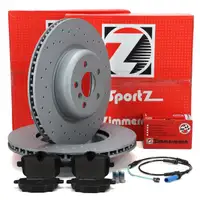 Zimmermann SPORT Bremsscheiben + Bel&auml;ge + Sensor f&uuml;r BMW 5er G30 6er G32 7er G11 hinten