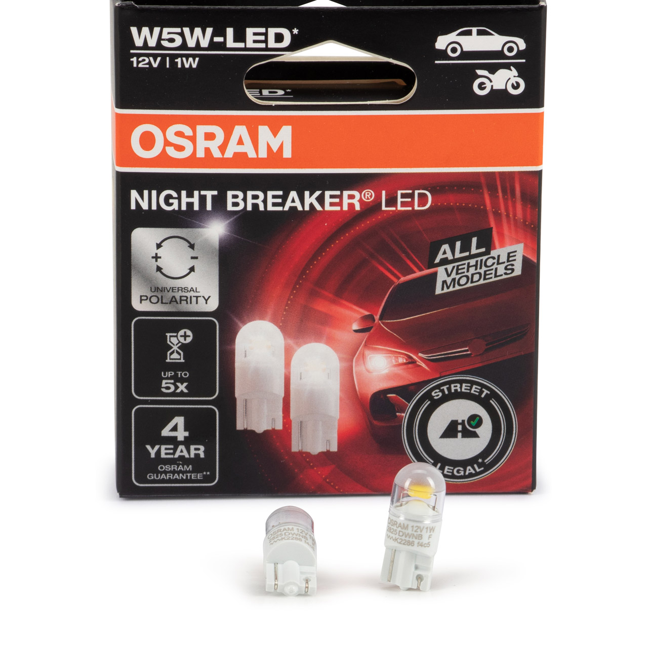 2x OSRAM NIGHT BREAKER LED Gen2 Glassockelbirne W5W 5700K mit Straßenzulassung