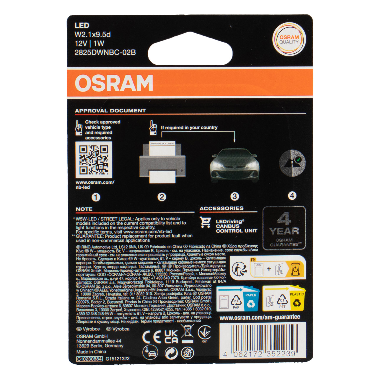 2x OSRAM W5W NIGHT BREAKER LED Standlicht mit Straßenzulassung 12V 1W  W2.1x9.5d 6.000K 