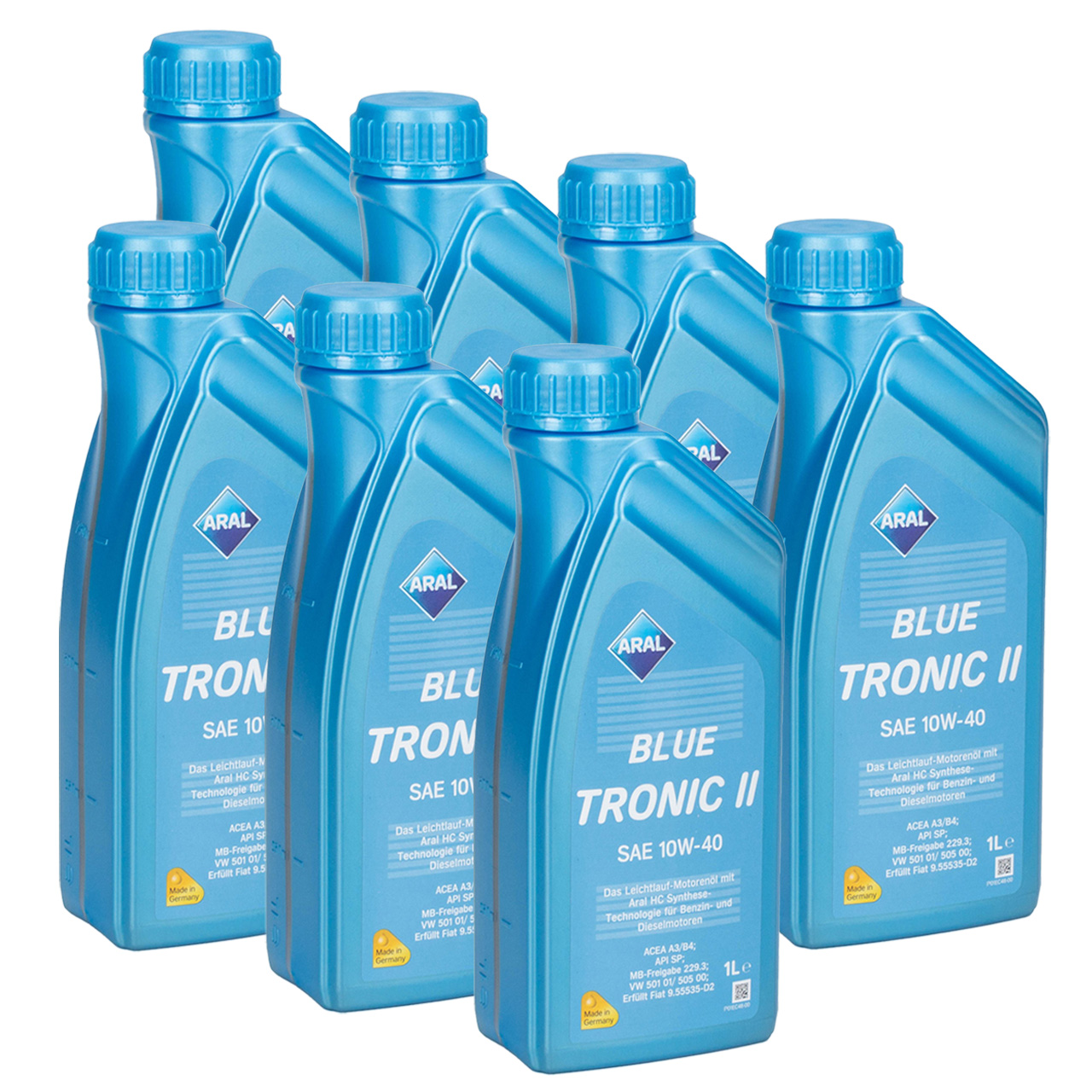 7L 7 Liter ARAL BLUE TRONIC II 10W-40 Motoröl Öl MB 229.3 VW 501.01/505.00 FIAT 9.55535-D2