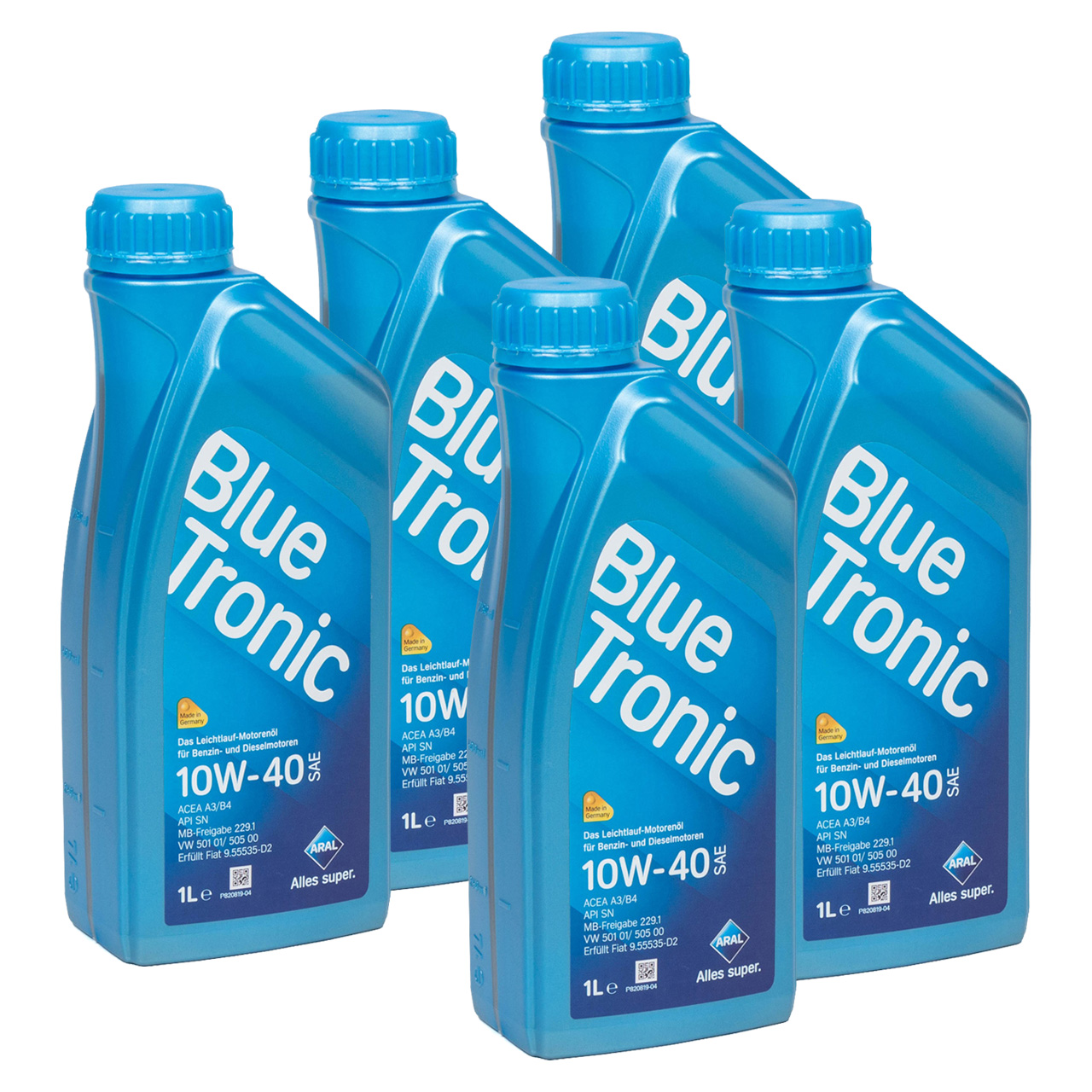5L 5 Liter ARAL Motoröl Öl BLUE TRONIC 10W40 MB 229.1 VW 501.01/505.00 FIAT 9.55535-D2