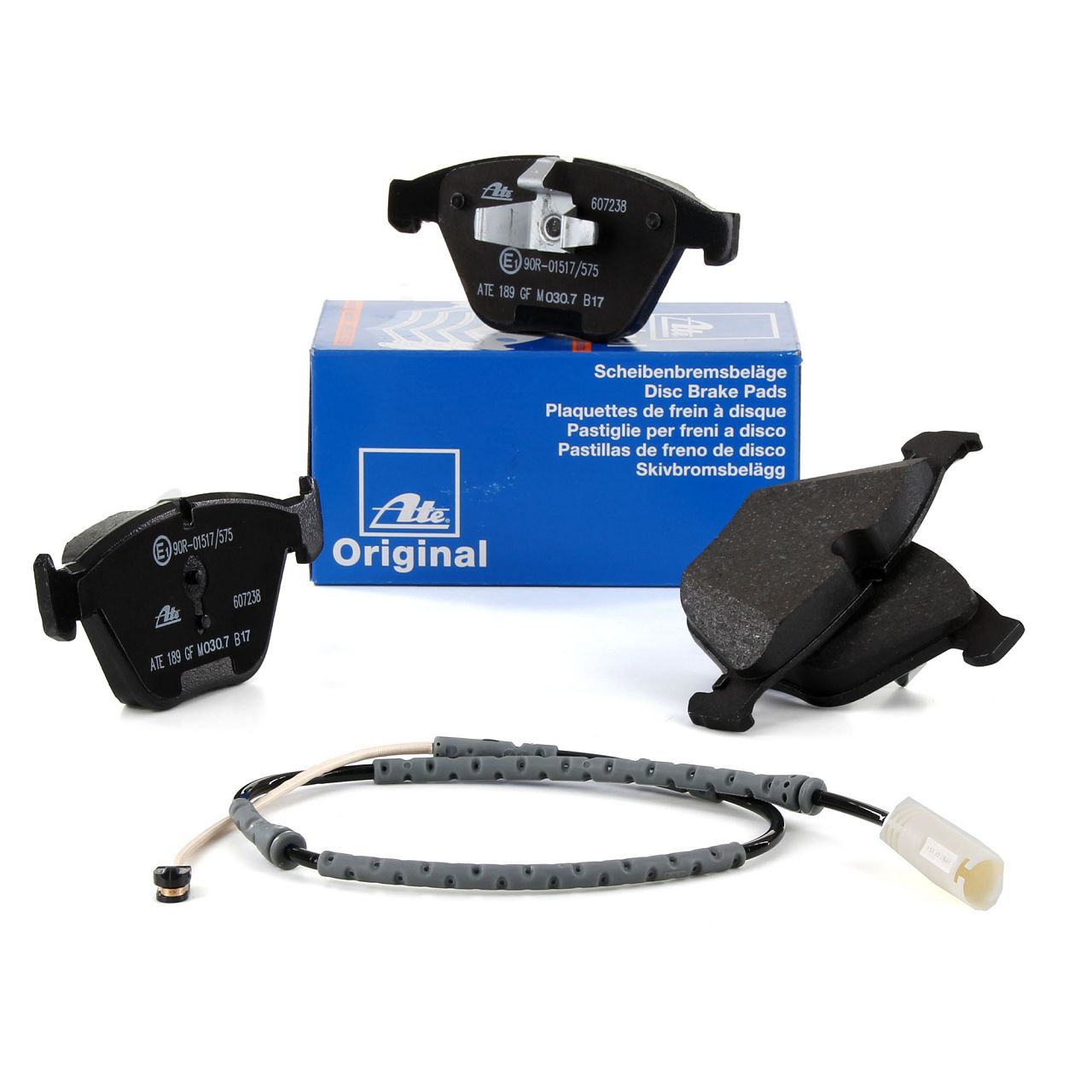 ATE Original Bremsbel&auml;ge + Warnkontaktsensor f&uuml;r BMW 3er E90 E91 E92 X1 E84 03.2010 vorne