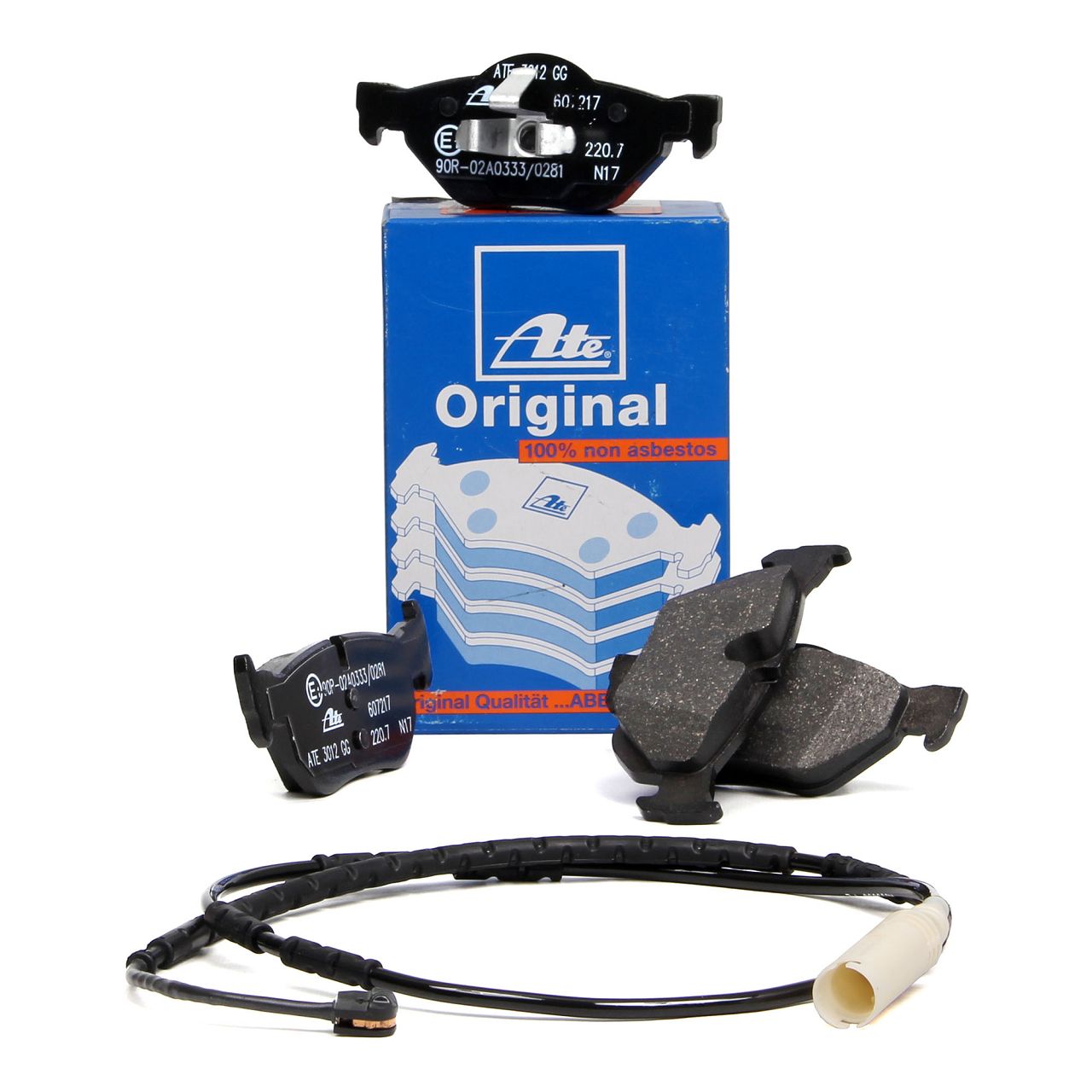 ATE Original Bremsbel&auml;ge + Warnkontaktsensor f&uuml;r BMW 1er E81-88 3er E90-93 03.2010 hinten
