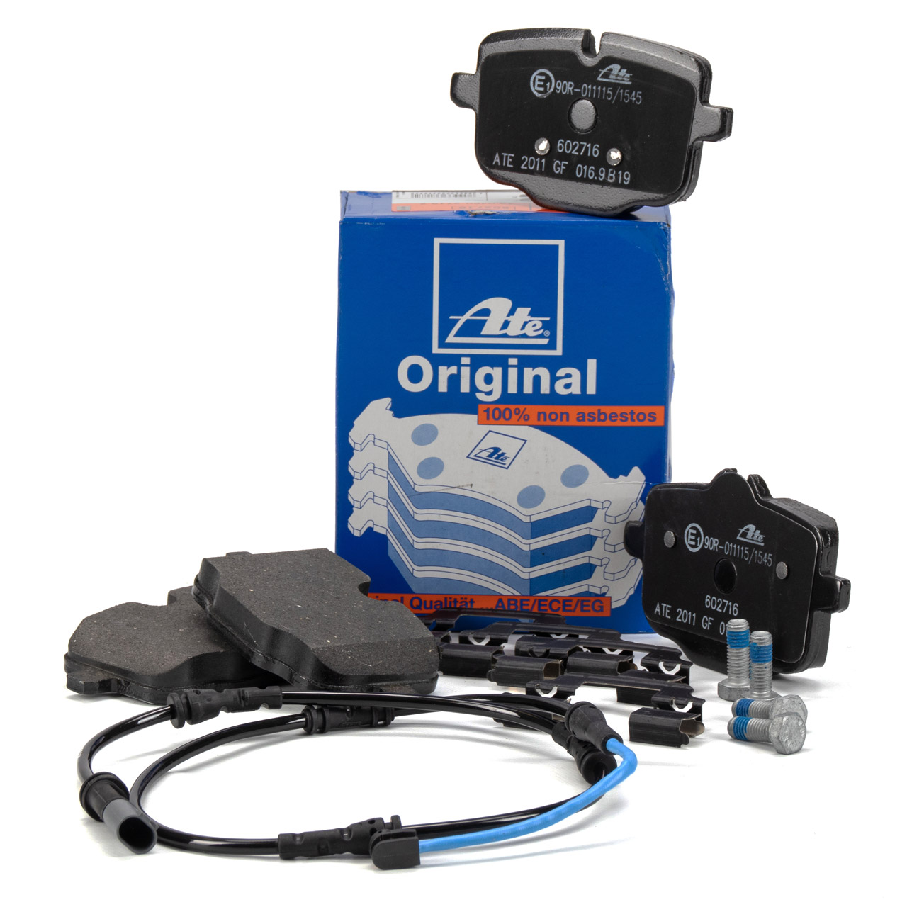ATE Original Bremsbeläge + Warnsensor für BMW 5er F10 535-550i 525-M550d F12 F13 hinten