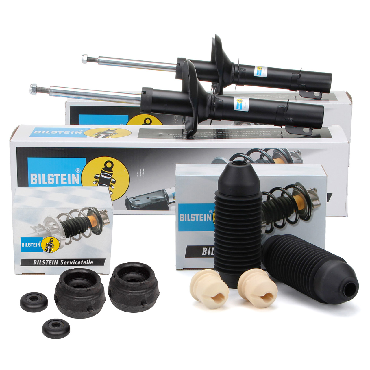 2x BILSTEIN B4 Sto&szlig;d&auml;mpfer + B1 Staubschutz + Domlager f&uuml;r VW Golf 4 Bora AUDI 8L1 vorne