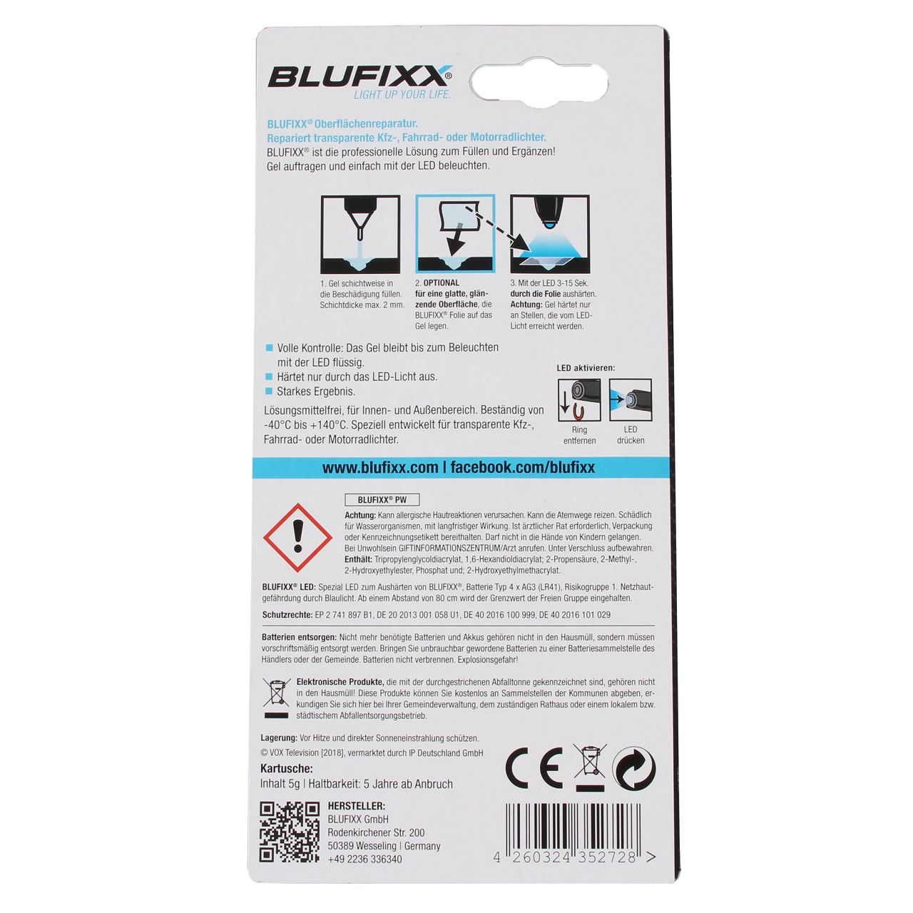 BLUFIXX Reparaturstift Oberflächenreparatur KFZ Fahrrad Motorrad Scheinwerfer