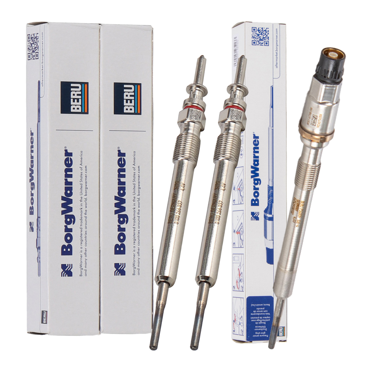 3-Piece BERU Glow Plug + Pressure Sensor Kit for BMW 1 Series F20, F21; 2 Series F45, F46; X1 F48; MINI F54; B37