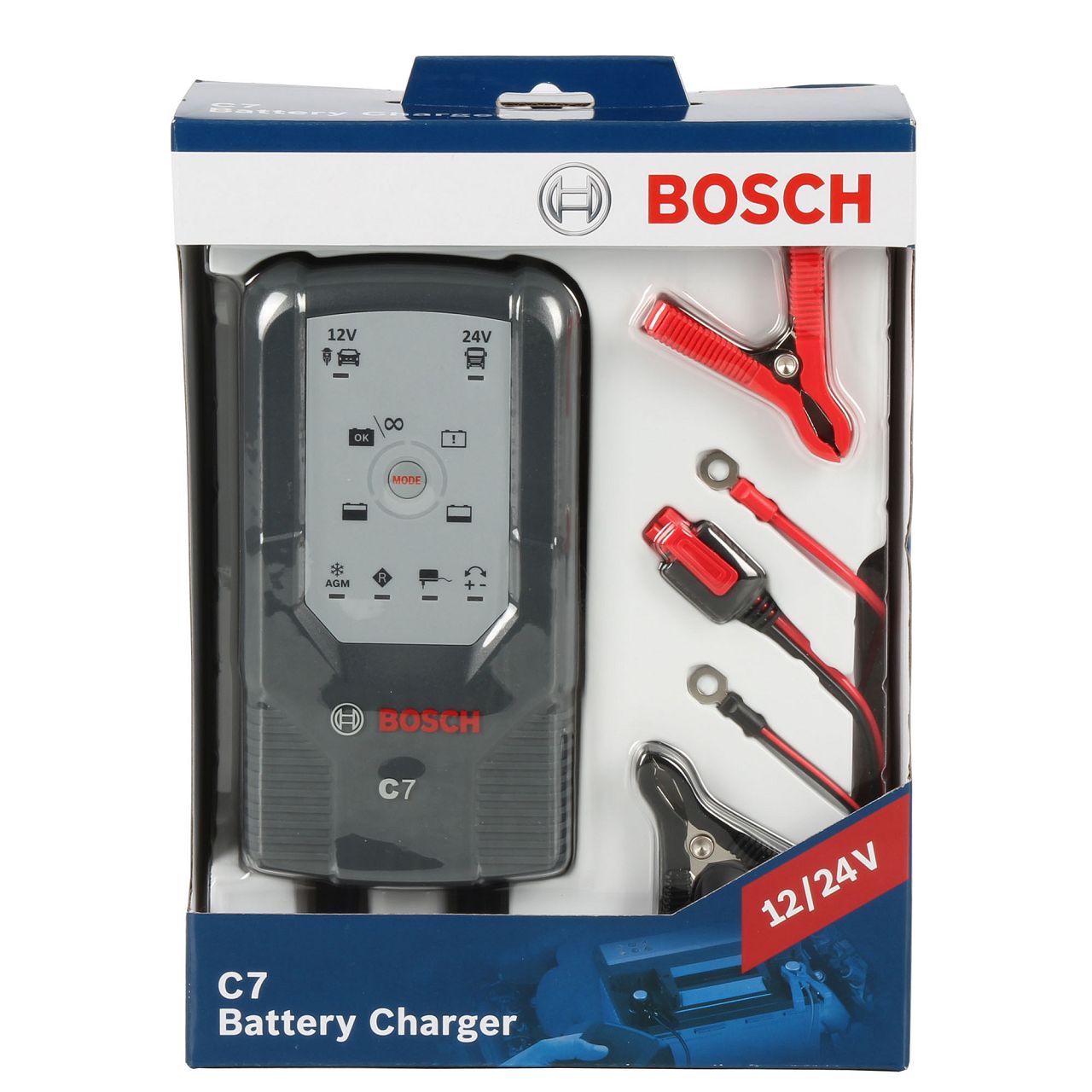 Bosch 018999907M Mikroprozessor-Batterieladegerät C7 Stecker: Schraubkontakt 12/24V für 12 V und 24 V & Hella 8JA 001 925-001 Stecker 