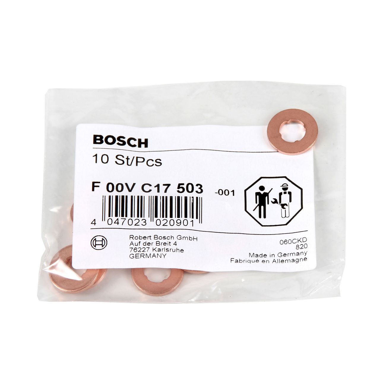 10x BOSCH F00VC17503 Dichtring Düsenhalter Wärmeschutzscheibe Injector Seals