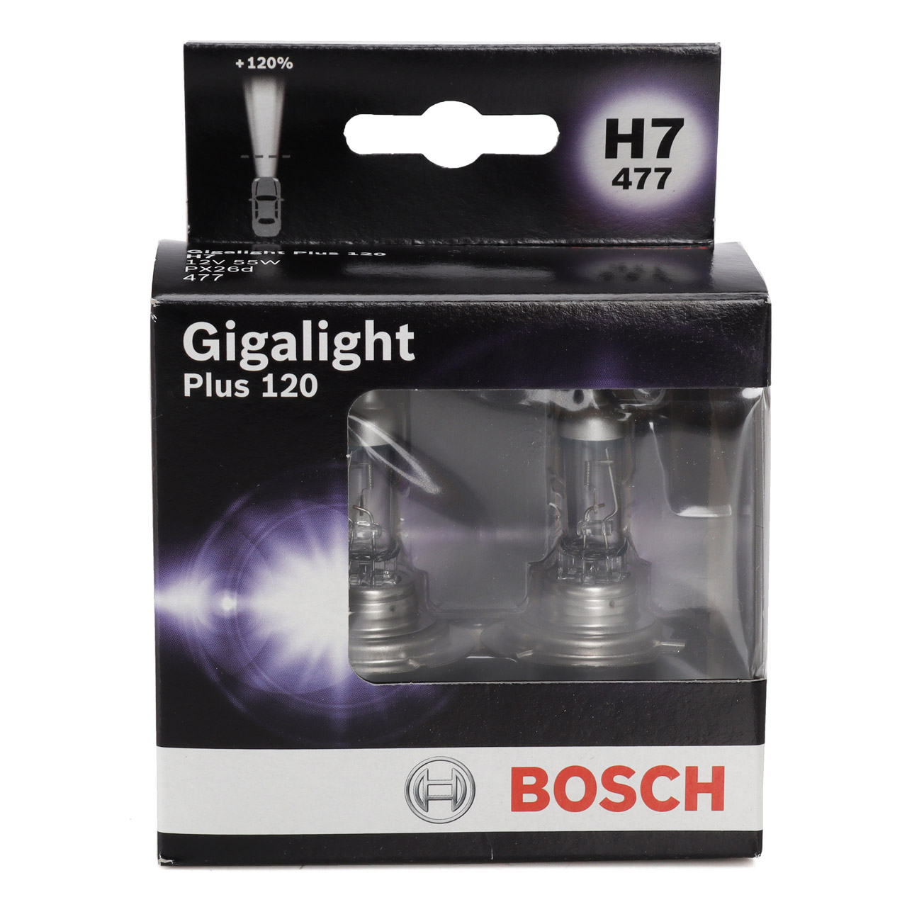 2x BOSCH 1987301107 GIGALIGHT Plus 120 Glühlampe Halogenlampe H7 12V 55W PX26d