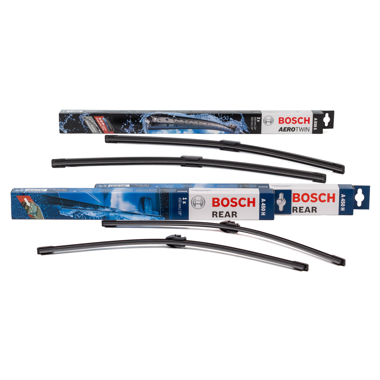 BOSCH A938S + 2x A450H Scheibenwischer f&uuml;r VW Multivan Transporter T5 vorne + hinten