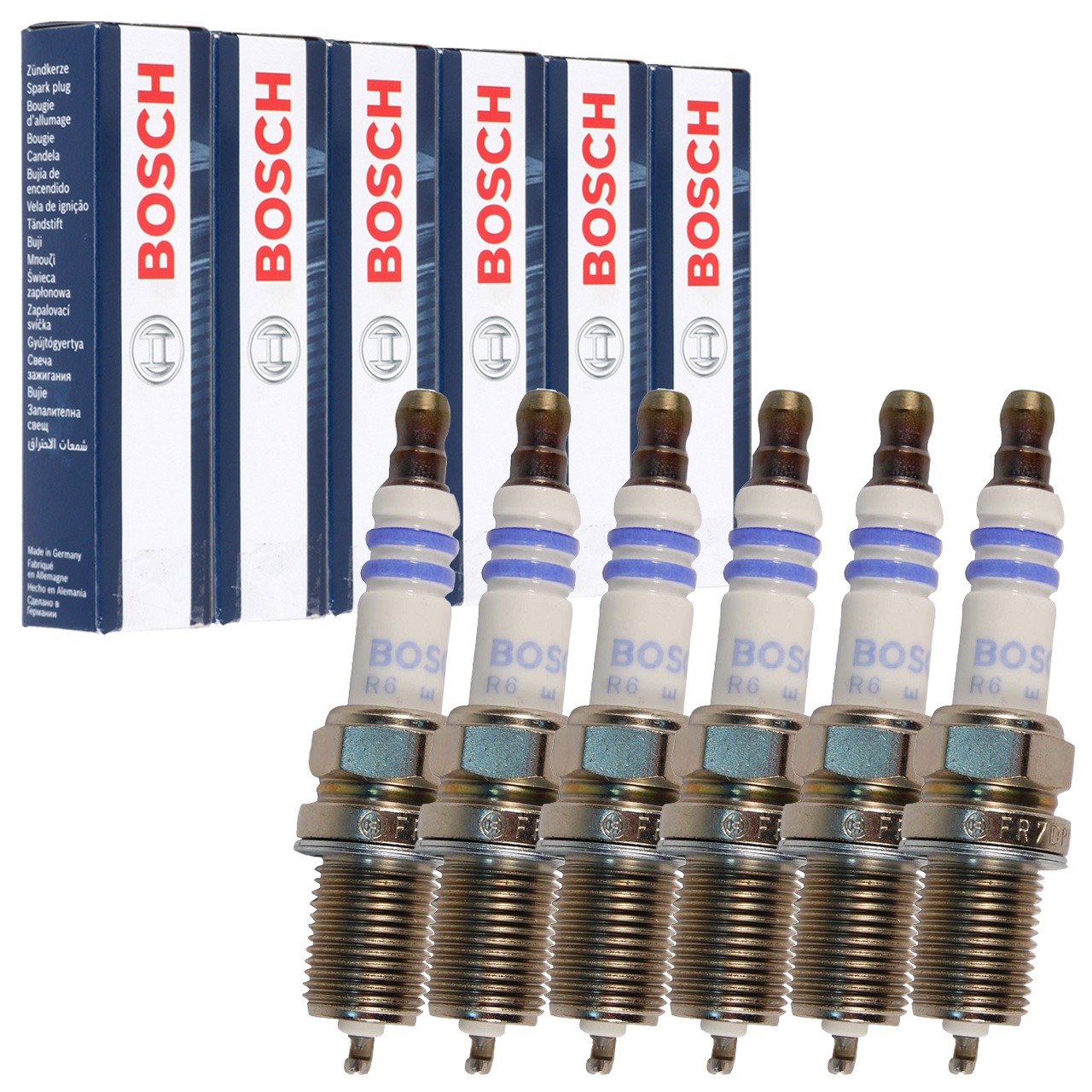 6x BOSCH FR7KPP33U+ 0242236544 Z&uuml;ndkerze f&uuml;r NISSAN Skyline GT-R R33 R34 RB25
