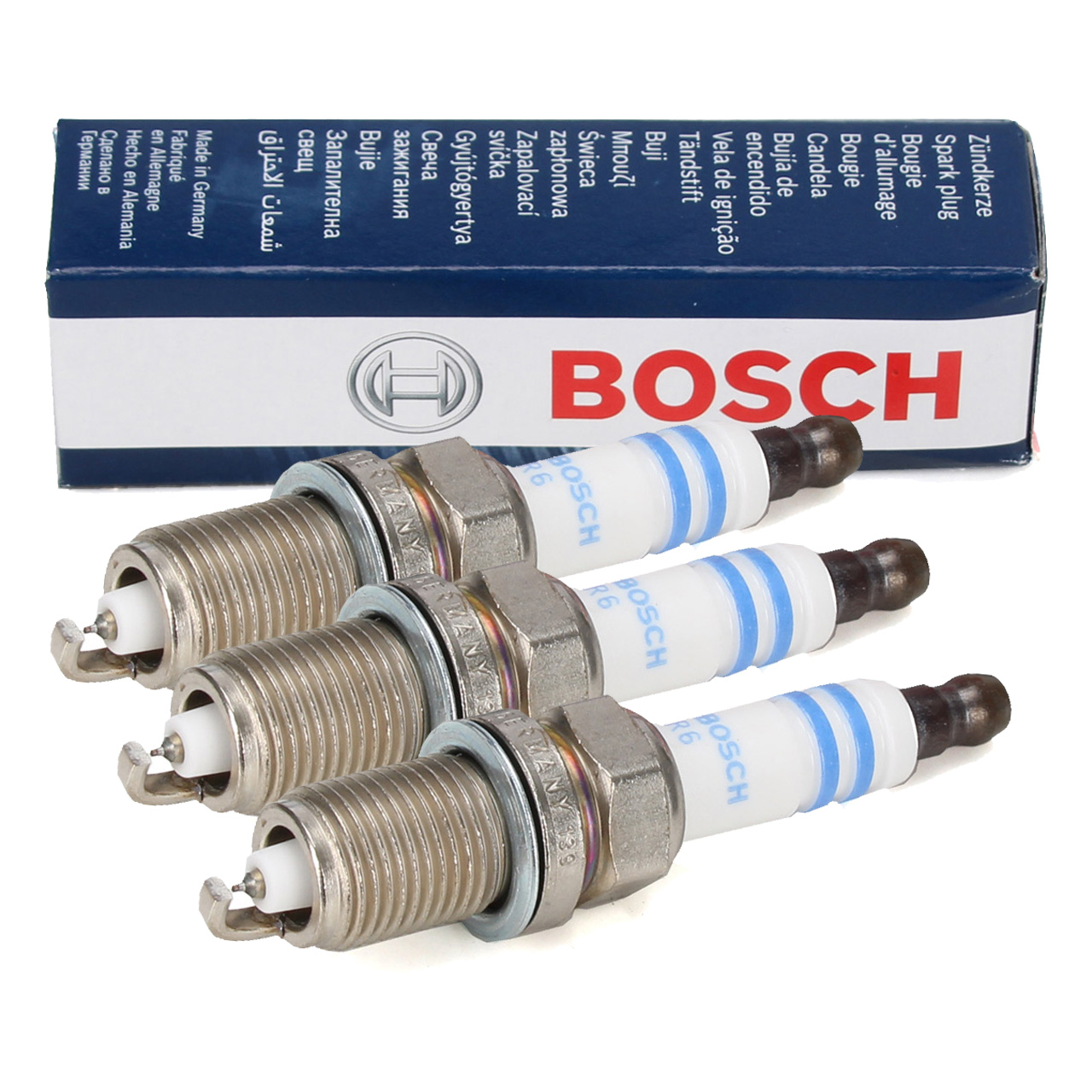 3x BOSCH 0242240654 FR6LI332S Zündkerze für VW Polo 9N 6R 6C Fox Ibiza 3 4 Fabia 1 2 1.2