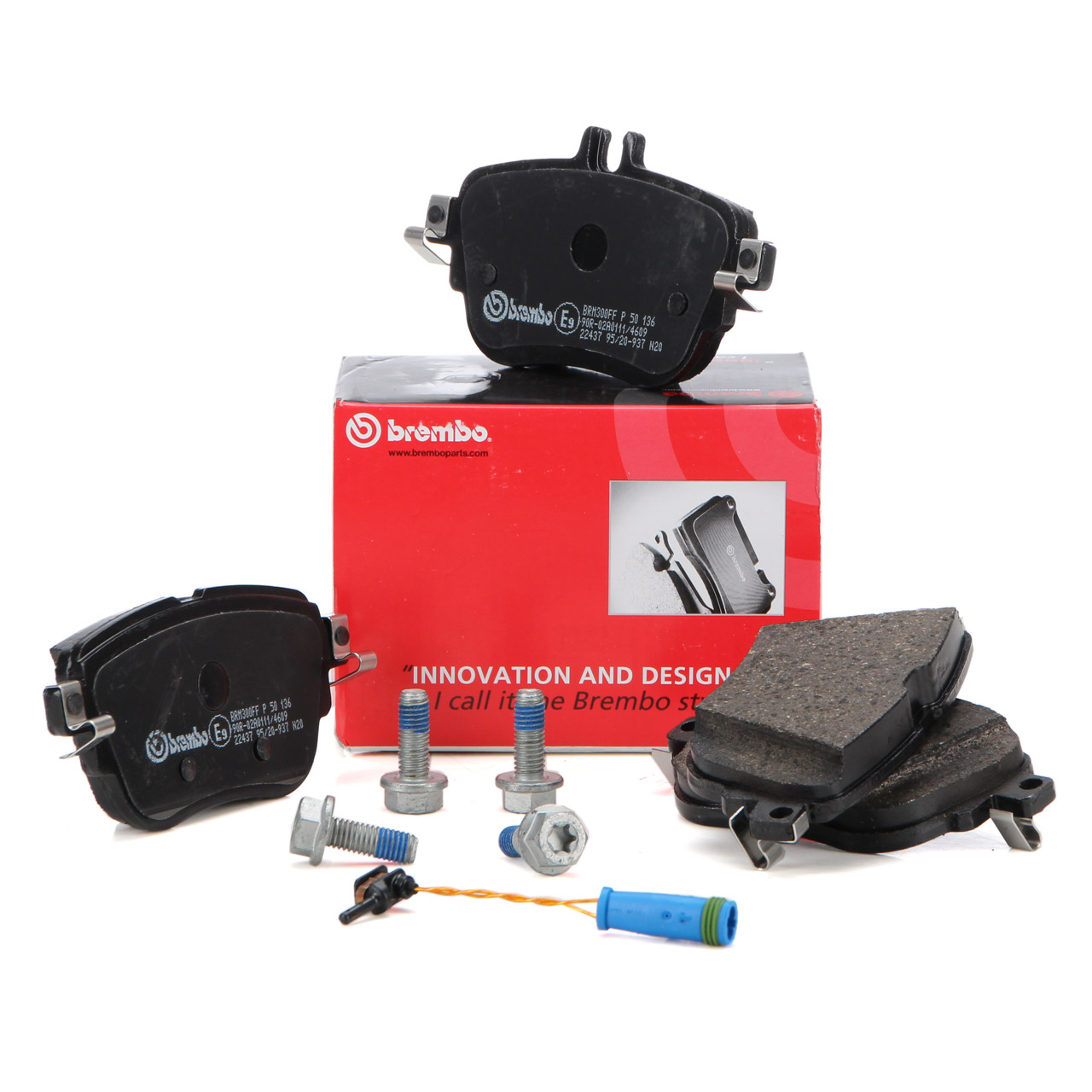 BREMBO P50136 Bremsbeläge + Warnkontakt für MERCEDES W213 C238 A238 C257 hinten