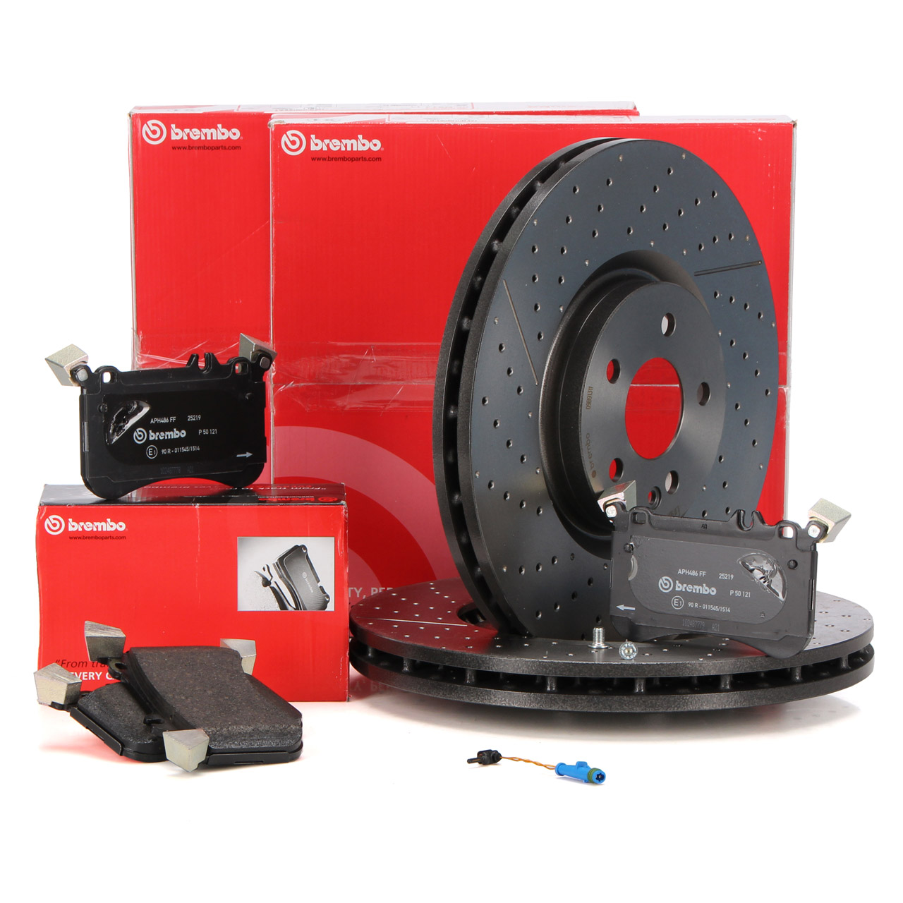 BREMBO Bremsscheiben + Beläge + Wako für MERCEDES W176 C117 X117 X156 45AMG vorne