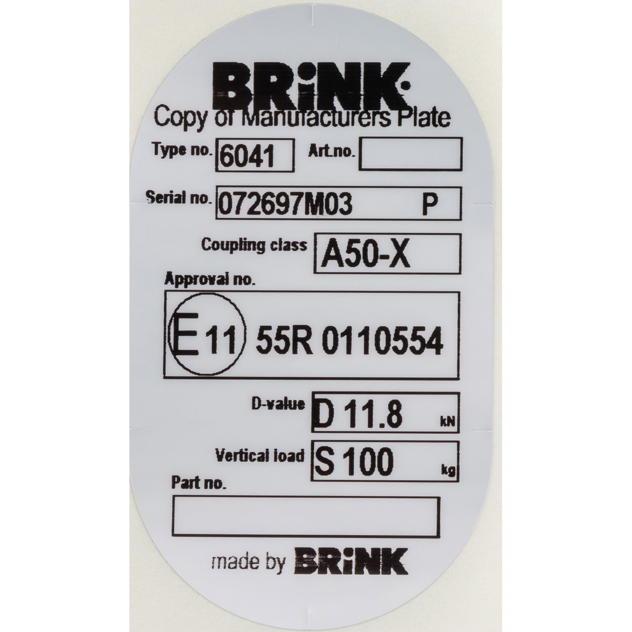 BRINK 604100 Anhängerkupplung abnehmbar BMW 5er F10 F11 71606850160