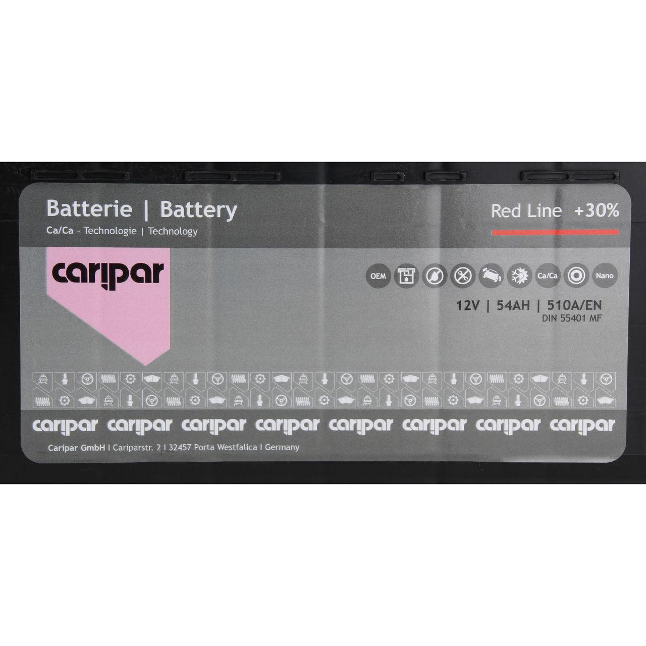 CARIPAR RED LINE +30% PKW KFZ Autobatterie Starterbatterie 12V 54Ah 510A/EN B13