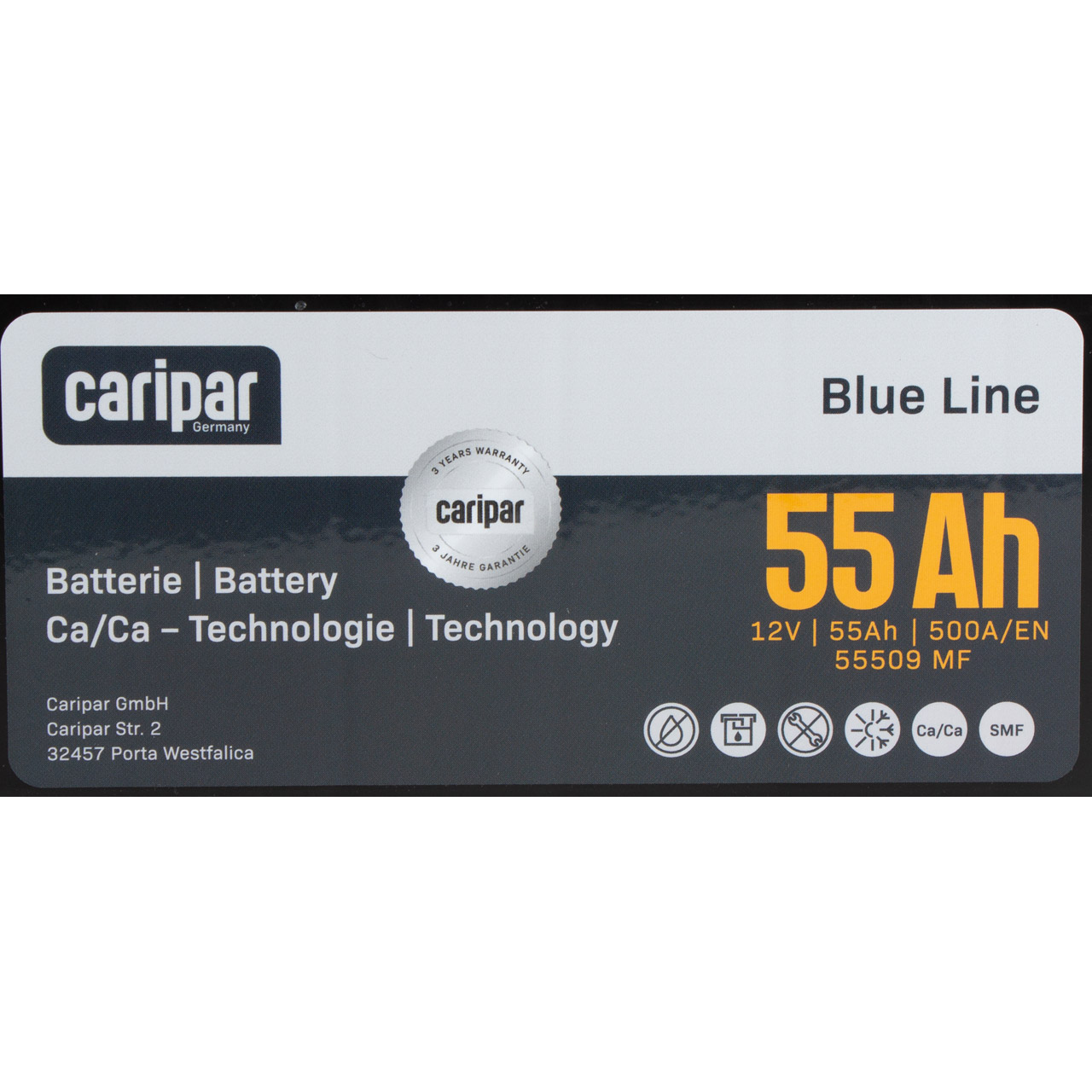 CARIPAR BLUE LINE PKW KFZ Autobatterie Starterbatterie 12V 55Ah 500A/EN B13