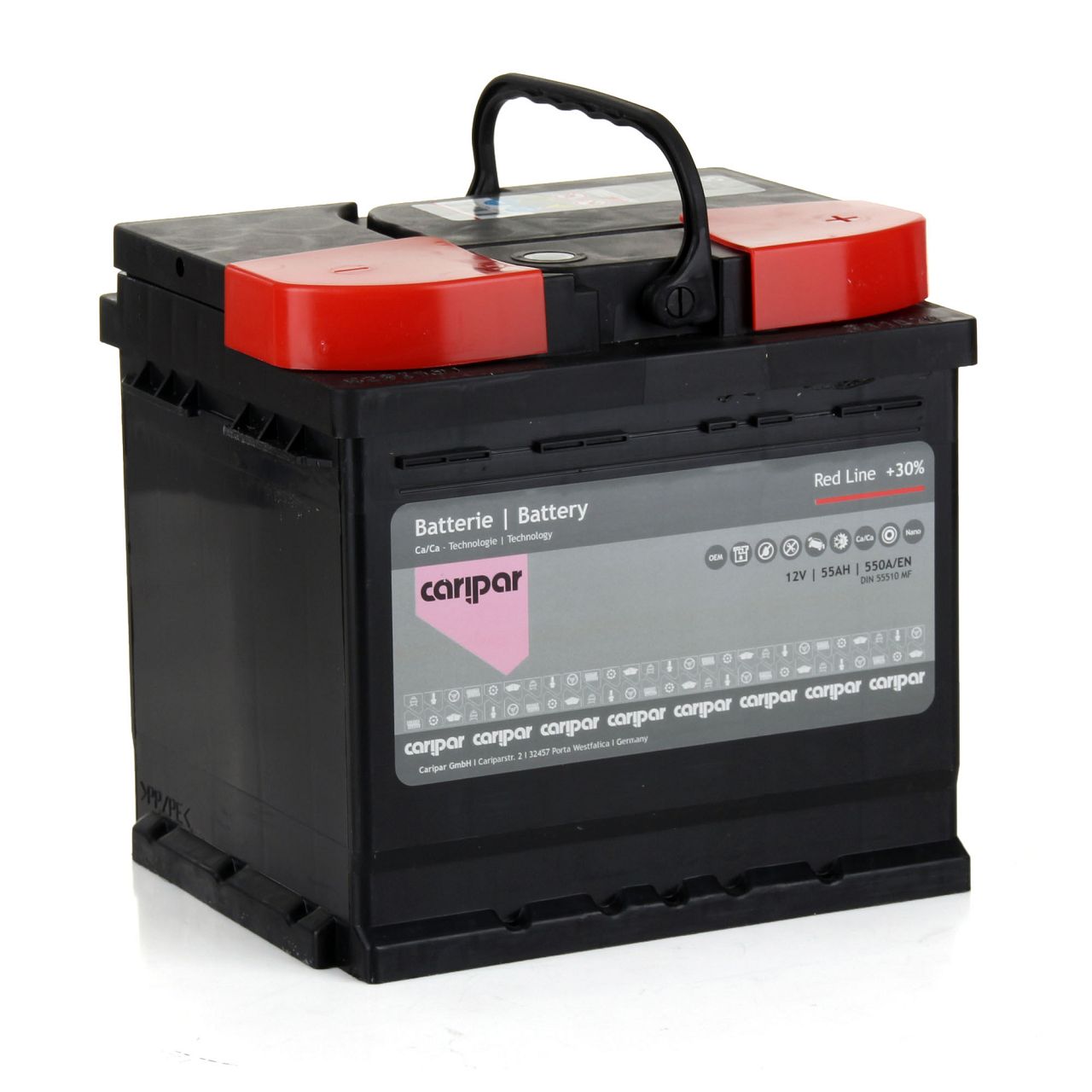 CARIPAR RED LINE +30% PKW KFZ Autobatterie Starterbatterie 12V 55Ah 550A/EN B13