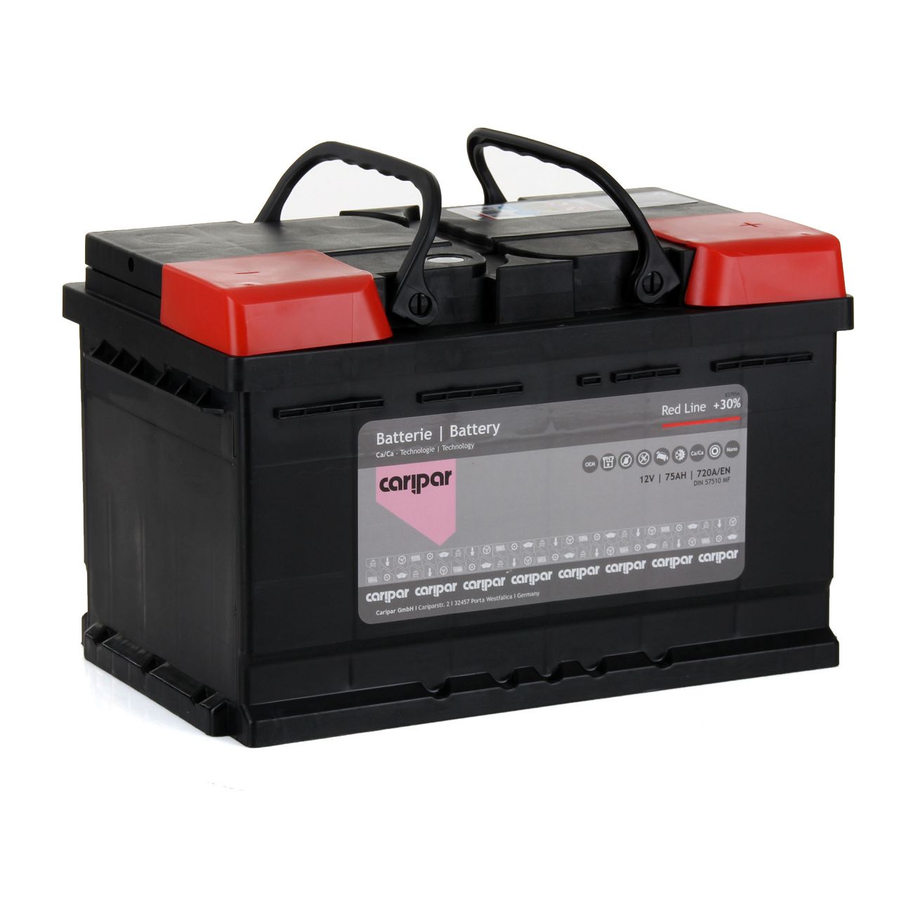 CARIPAR RED LINE +30% PKW KFZ Autobatterie Starterbatterie 12V 75Ah 720A/EN  B13 