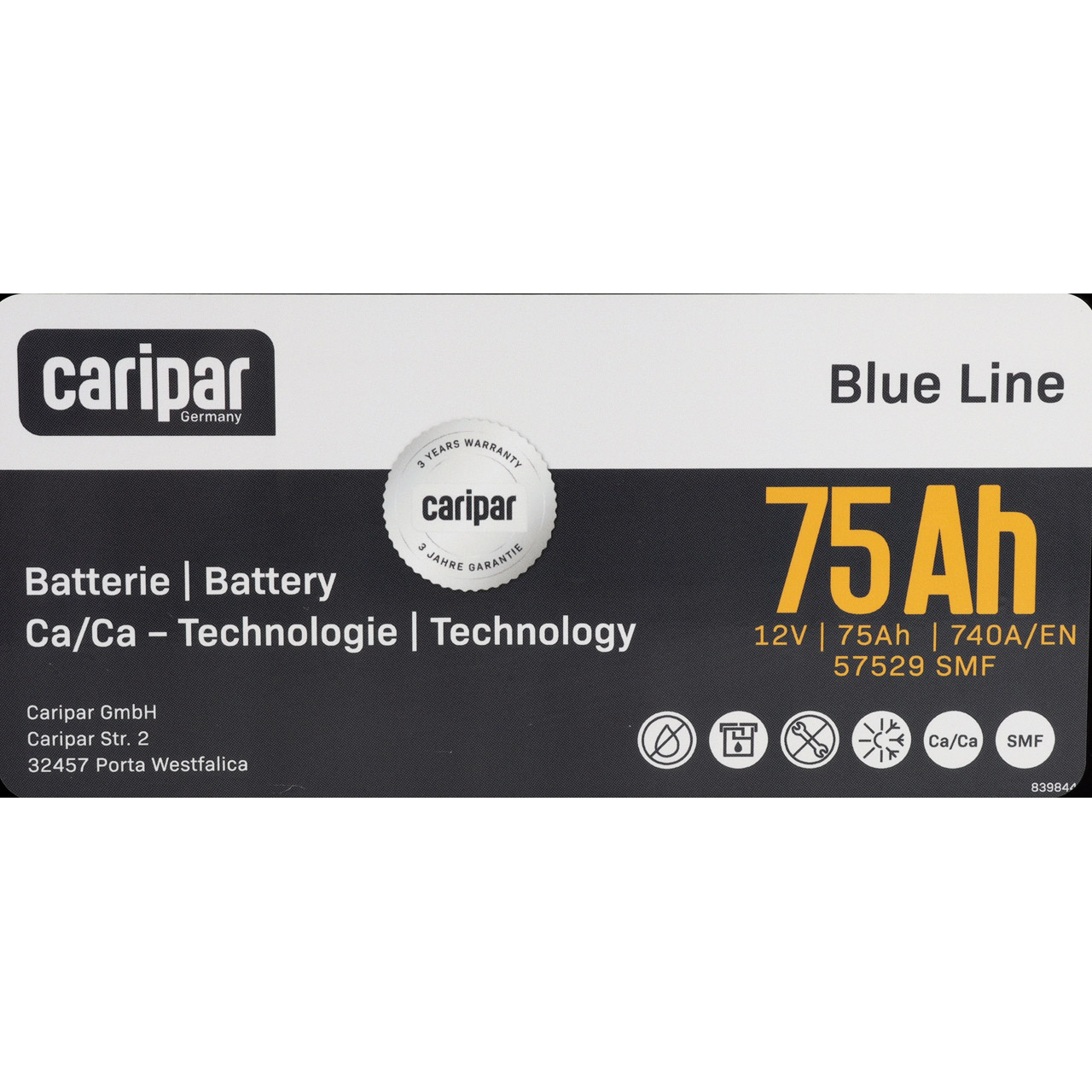 CARIPAR BLUE LINE ASIA OKW KFZ Autobatterie Starterbatterie 12V 75Ah 740A/EN B9