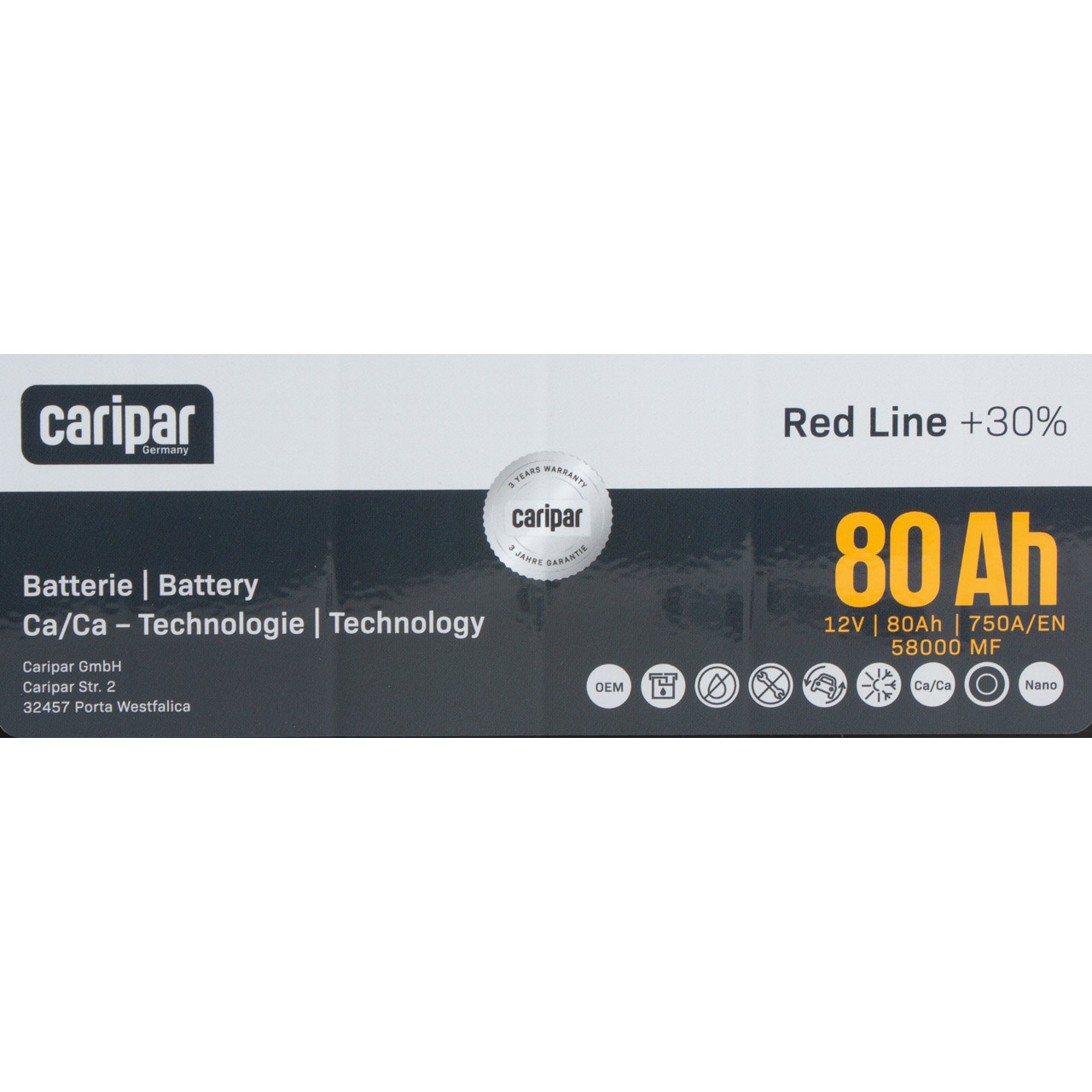 CARIPAR RED LINE +30% PKW KFZ Autobatterie Starterbatterie 12V 80Ah 750A/EN B13