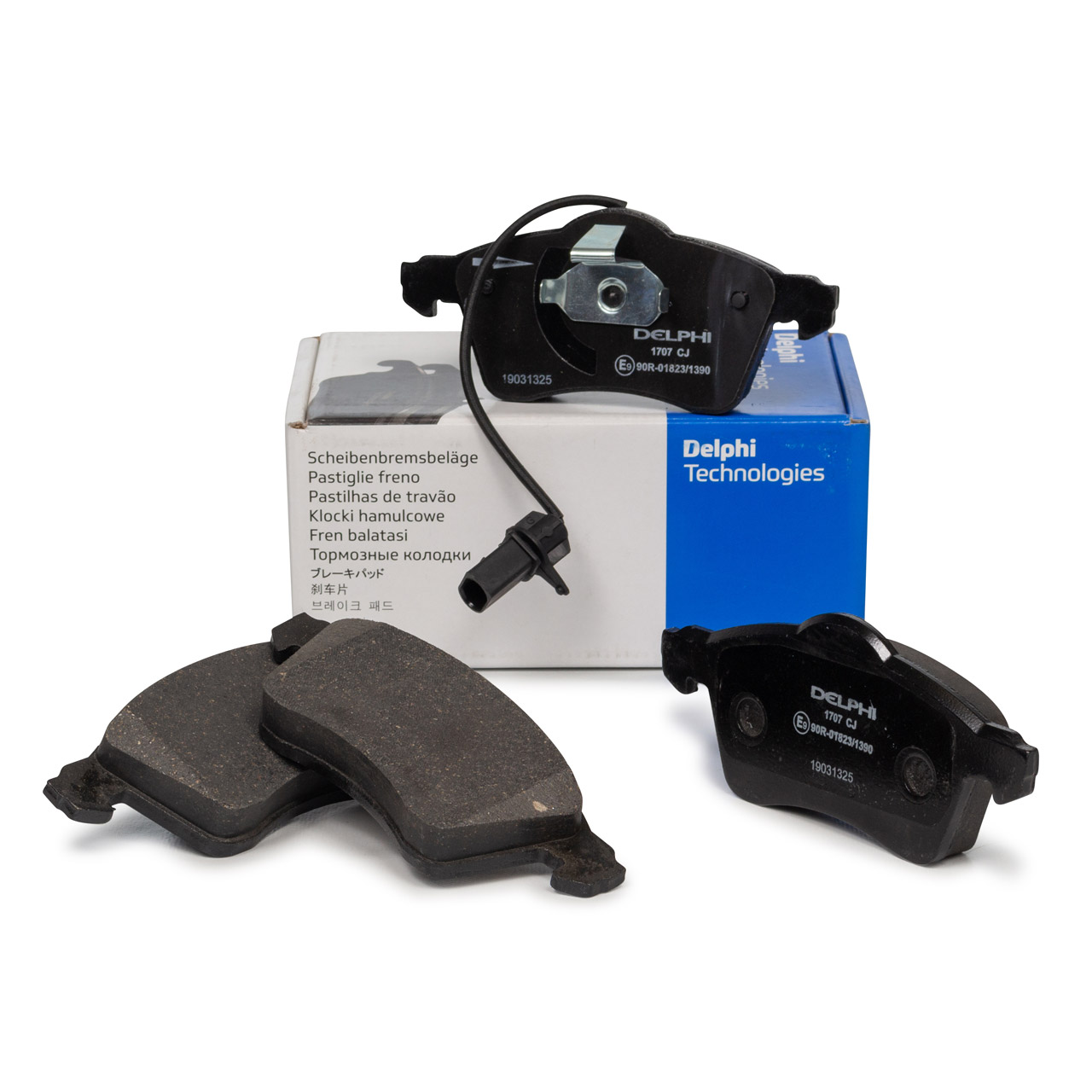 DELPHI Bremsbeläge + Warnkontakt für VW Transporter T4 15 Zoll ab Fgst.-Nr. vorne