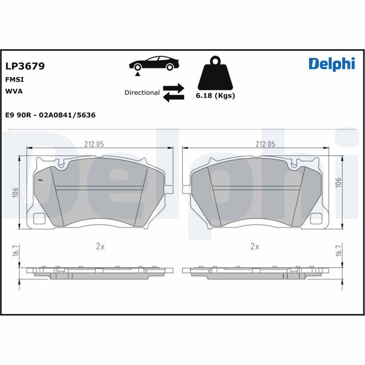 DELPHI LP3679 Bremsbeläge AUDI RS6 C8 RS7 4K RSQ8 4M PR-1LA/1LH PORSCHE Cayenne (9Y) vorne