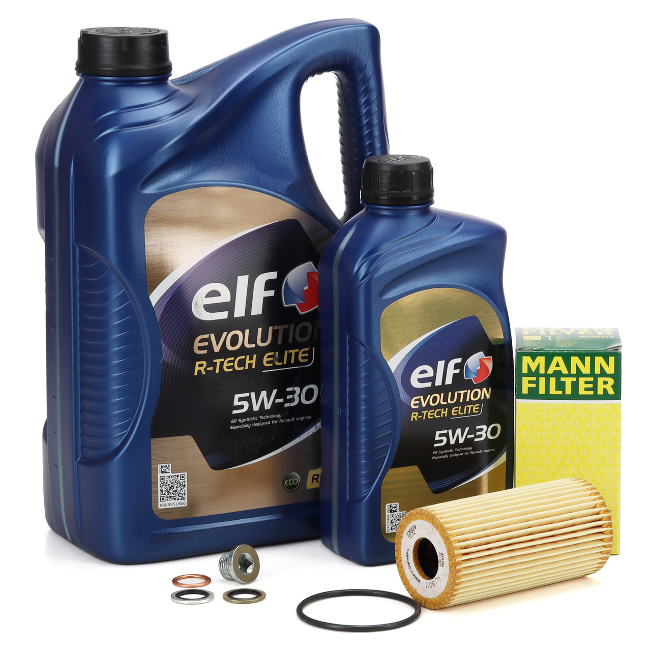 6L elf Evolution R-TECH ELITE 5W-30 Motoröl + MANN Ölfilter für RENAULT 1.6/1.7/1.8 dCi