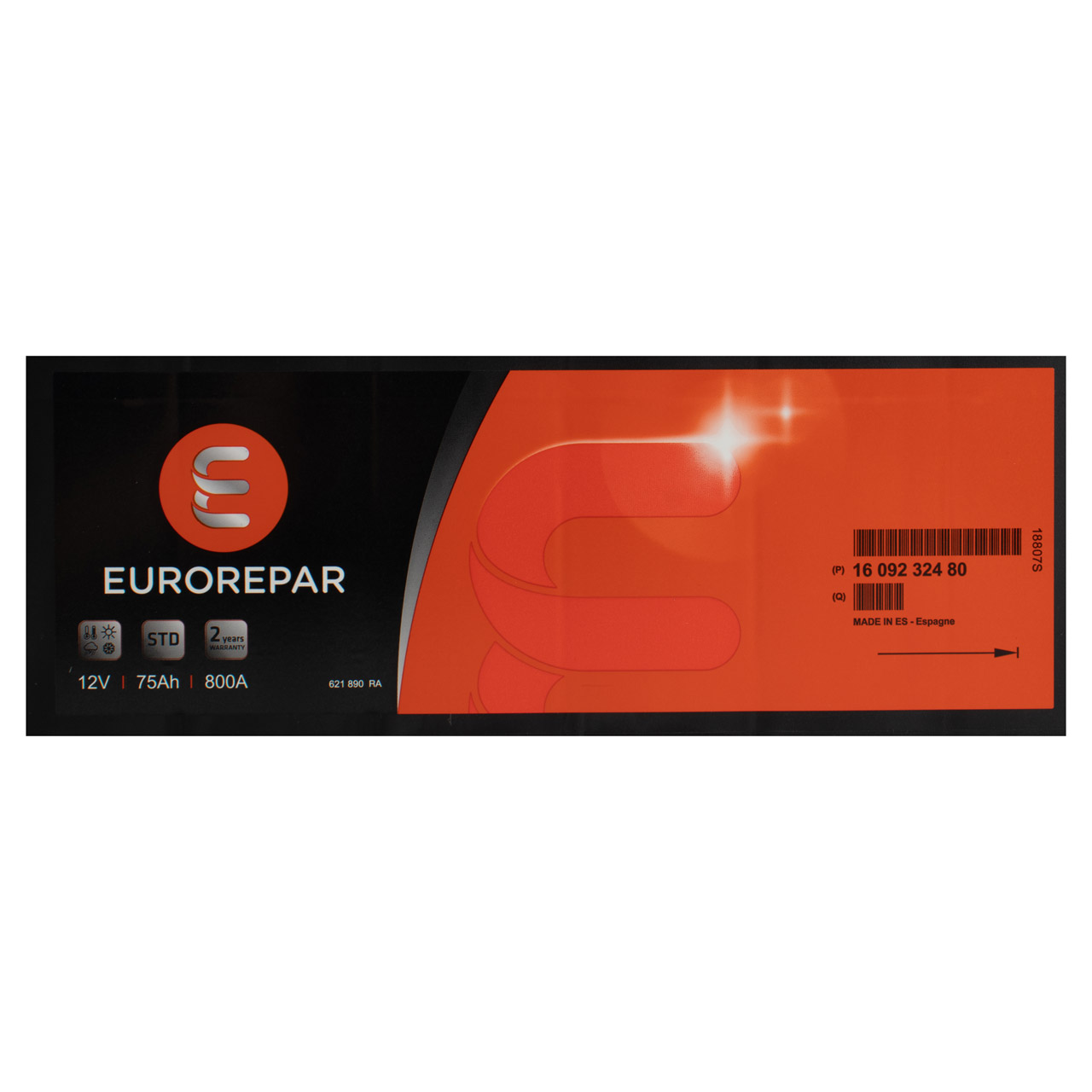 EUROREPAR Batterie Autobatterie Starterbatterie 12V 75Ah 800A/EN 1609232480