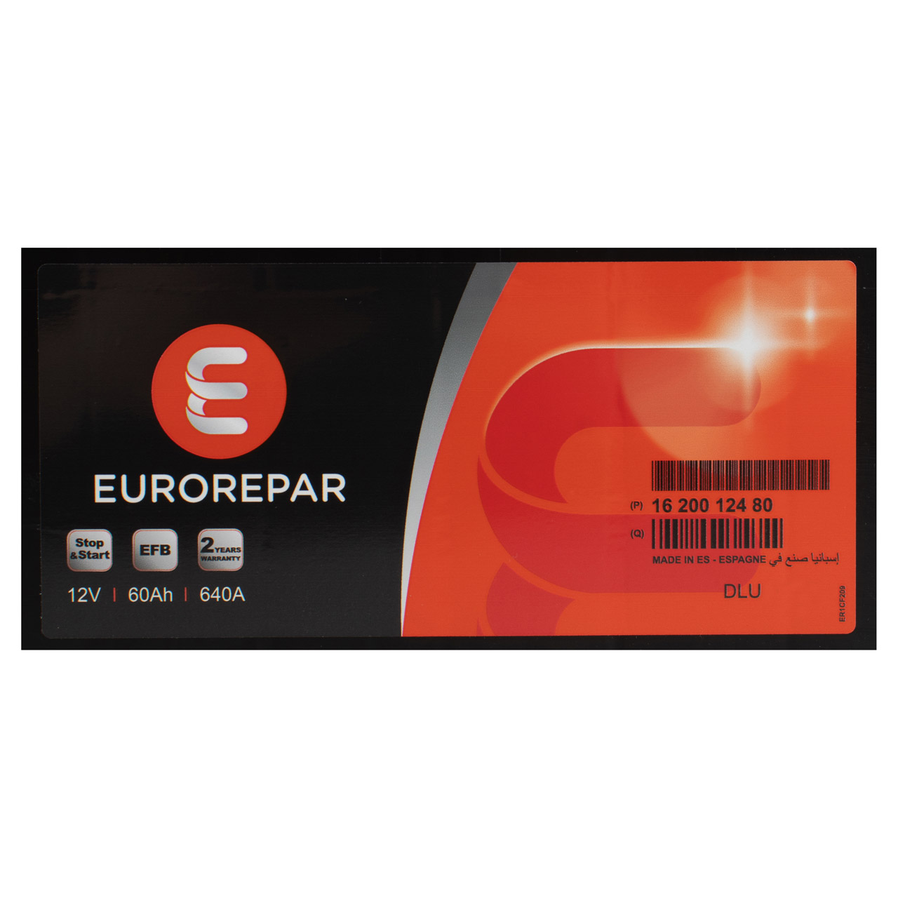EUROREPAR EFB Batterie Autobatterie Starterbatterie 12V 60Ah 640A/EN 1620012480