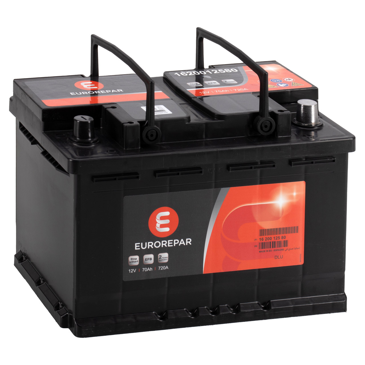 EUROREPAR EFB Batterie Autobatterie Starterbatterie 12V 70Ah 720A/EN 1620012580