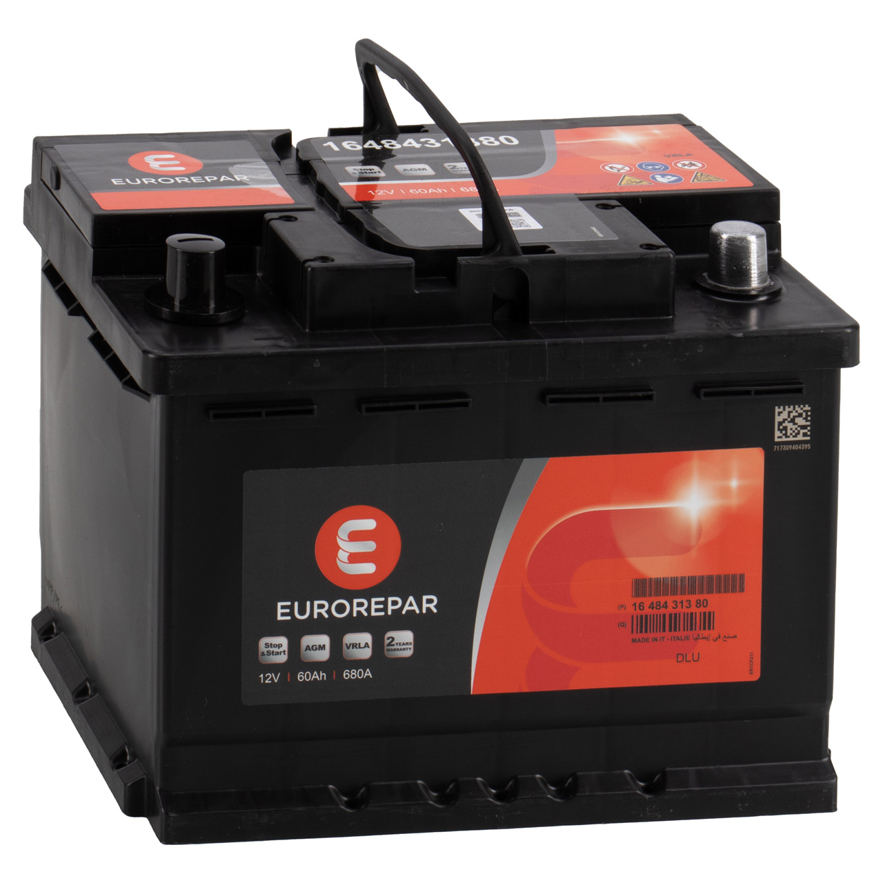 EUROREPAR AGM Batterie Autobatterie Starterbatterie 12V 60Ah 680A/EN  1648431380 