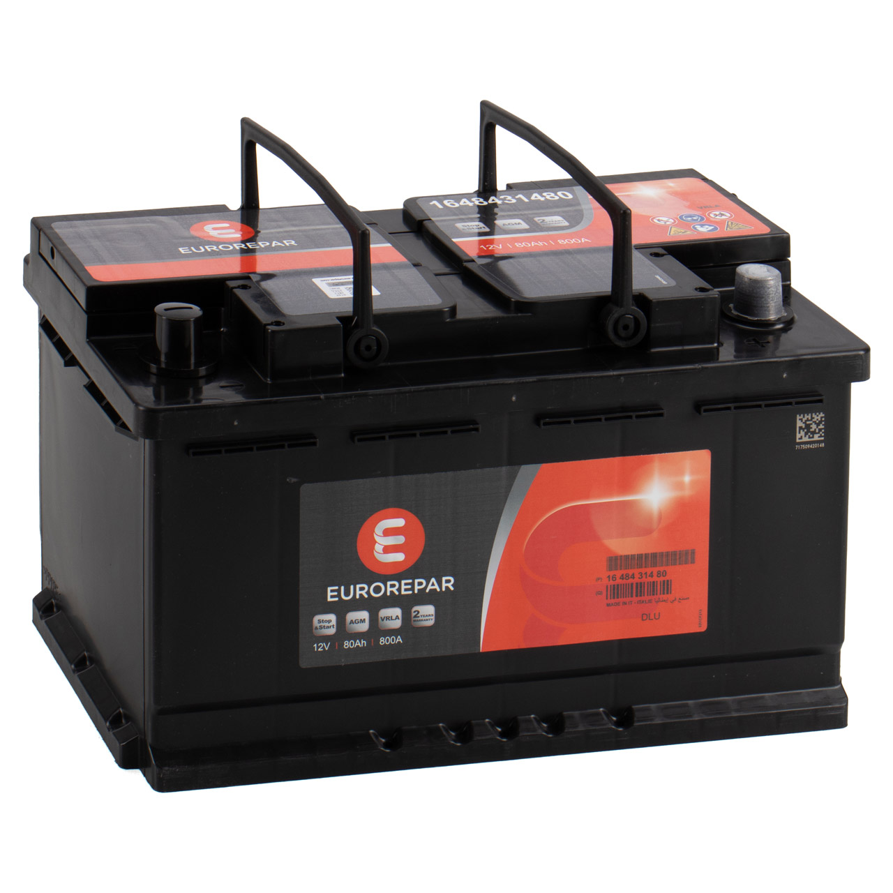 EUROREPAR AGM Batterie Autobatterie Starterbatterie 12V 80Ah 800A/EN 1648431480