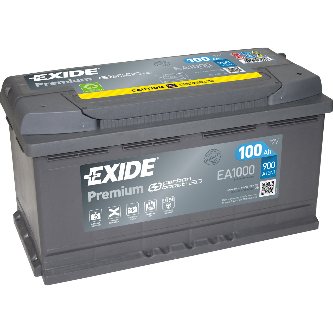 EXIDE EA1000 PREMIUM Autobatterie Batterie Starterbatterie 12V 100Ah EN900A