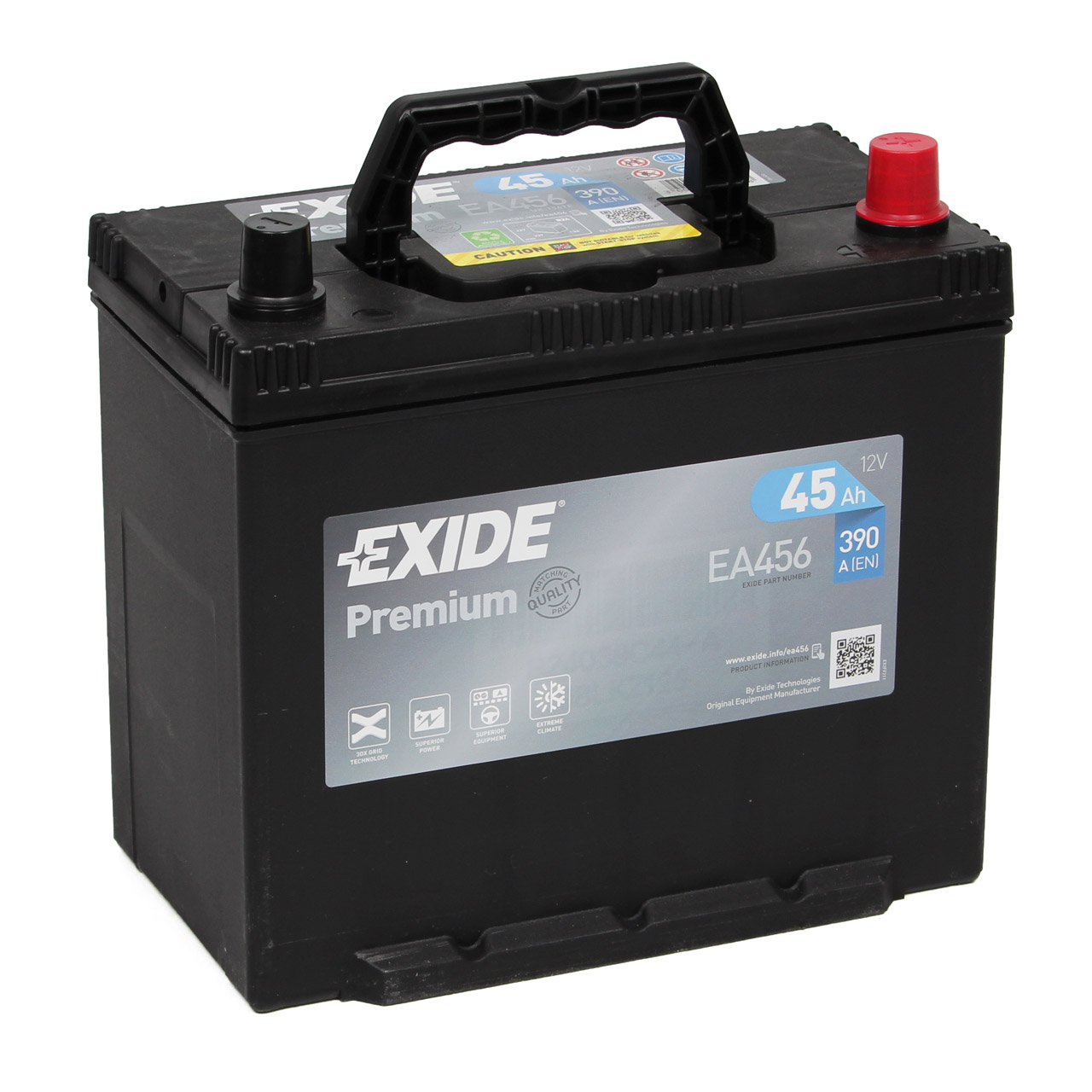 EXIDE EA456 PREMIUM Autobatterie Batterie Starterbatterie 12V 45Ah EN390A
