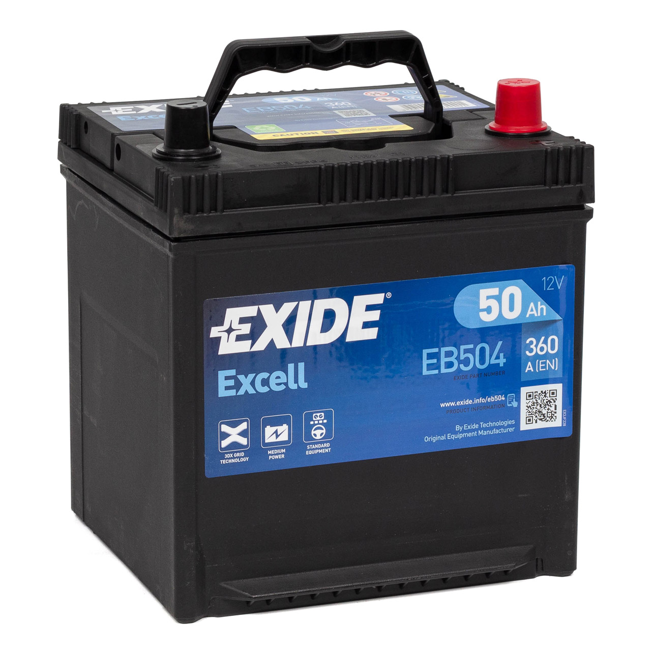 EXIDE EB504 EXCELL Autobatterie Batterie Starterbatterie 12V 50Ah EN360A