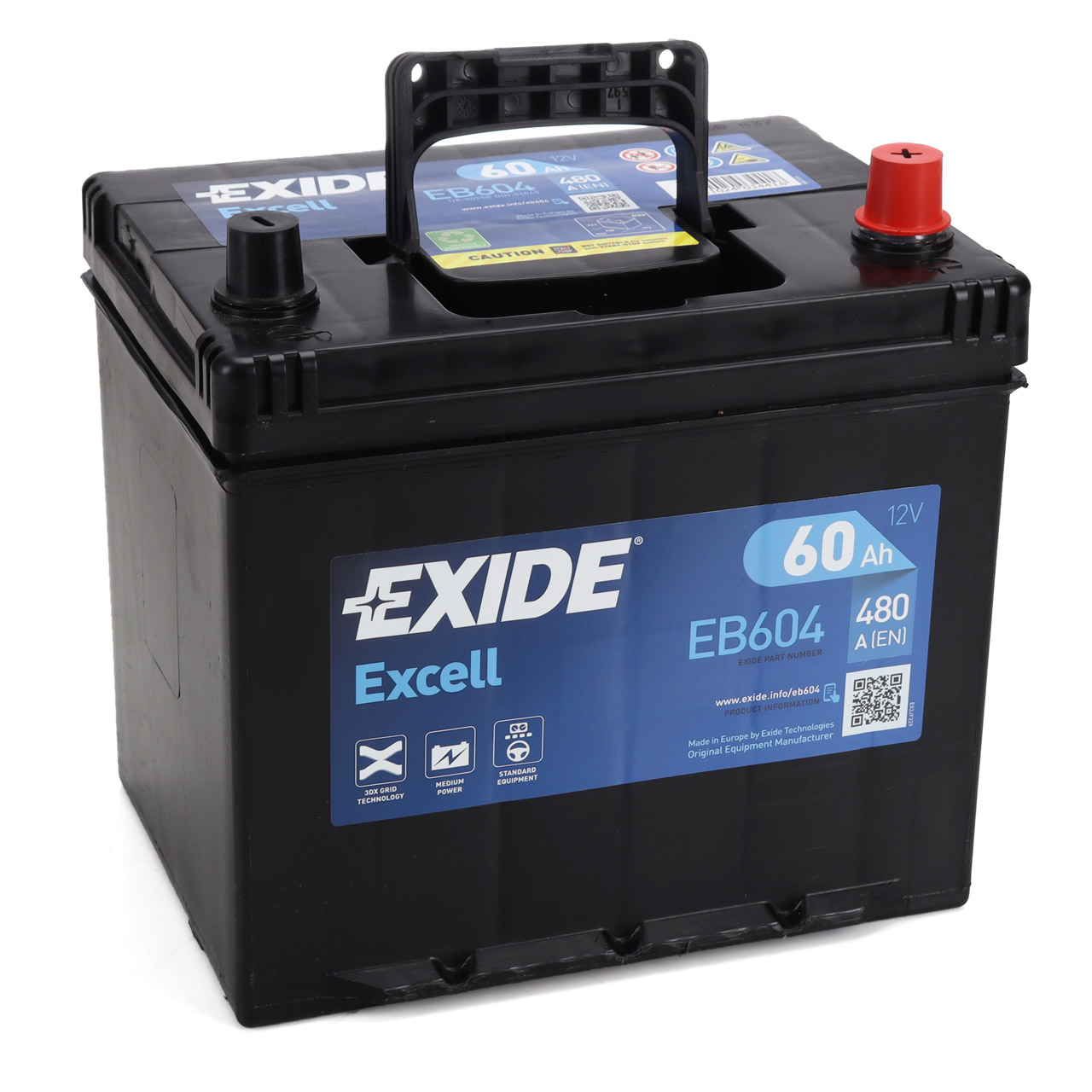 EXIDE EB604 EXCELL Autobatterie Batterie Starterbatterie 12V 60Ah EN480A B01