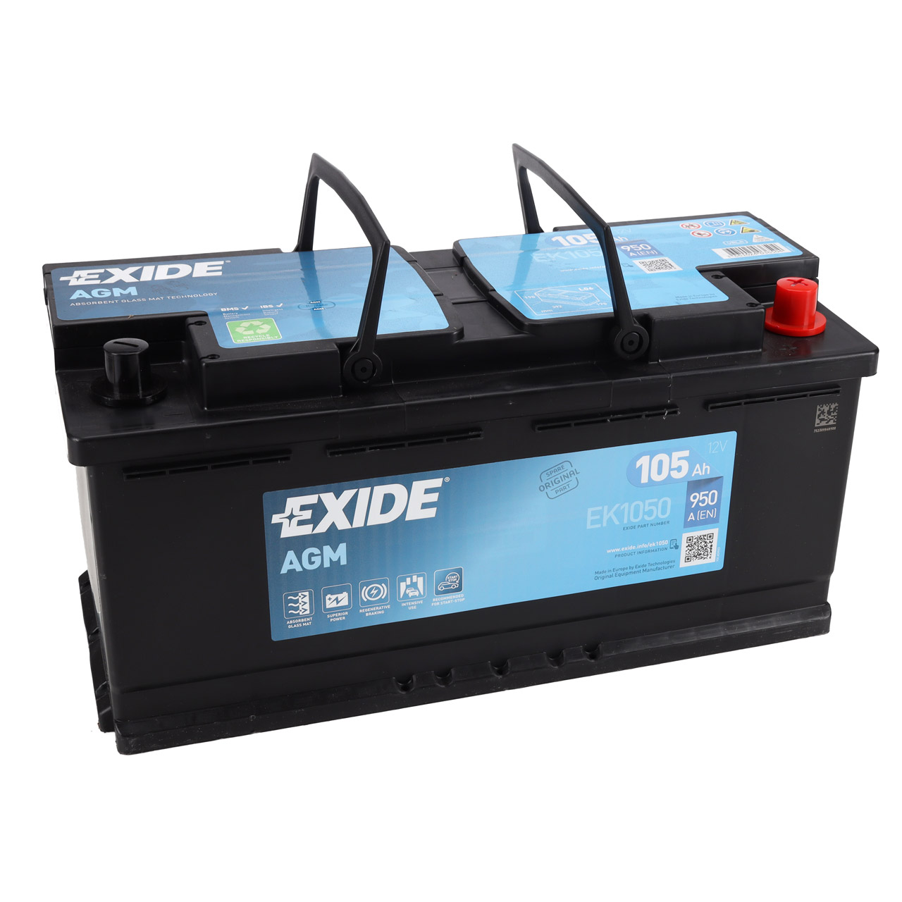 EXIDE EK1050 AGM START-STOP Autobatterie Batterie Starterbatterie 12V 105Ah EN950A