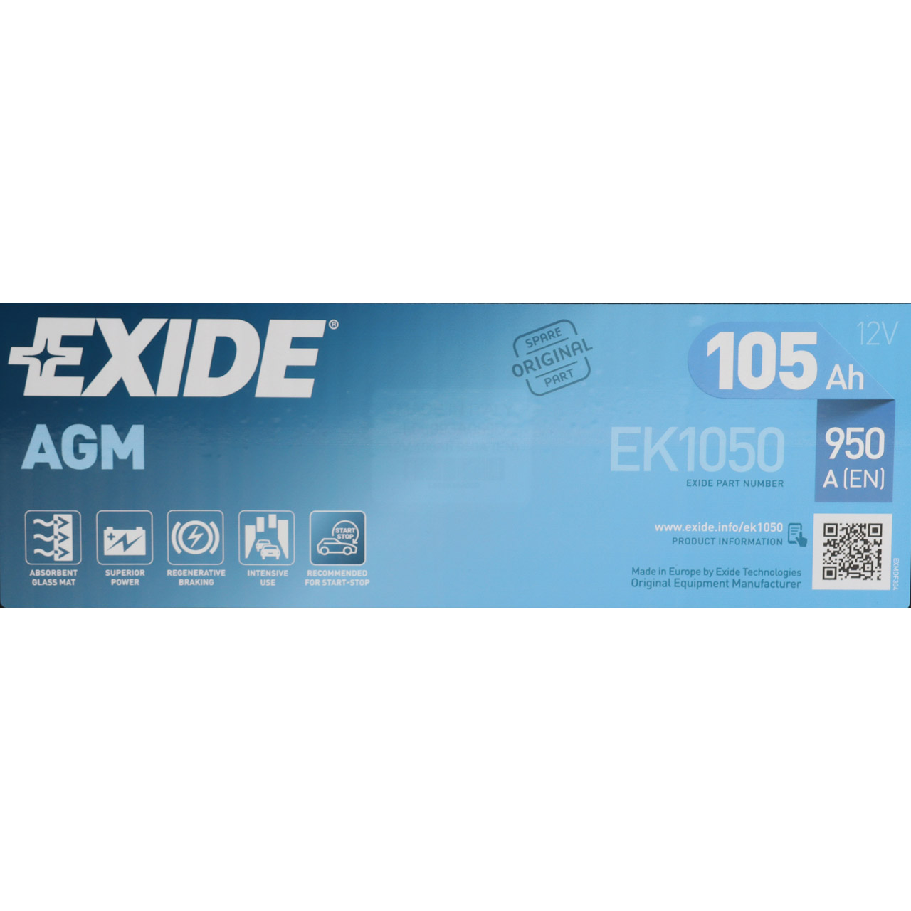 EXIDE EK1050 AGM START-STOP Autobatterie Batterie Starterbatterie 12V 105Ah EN950A