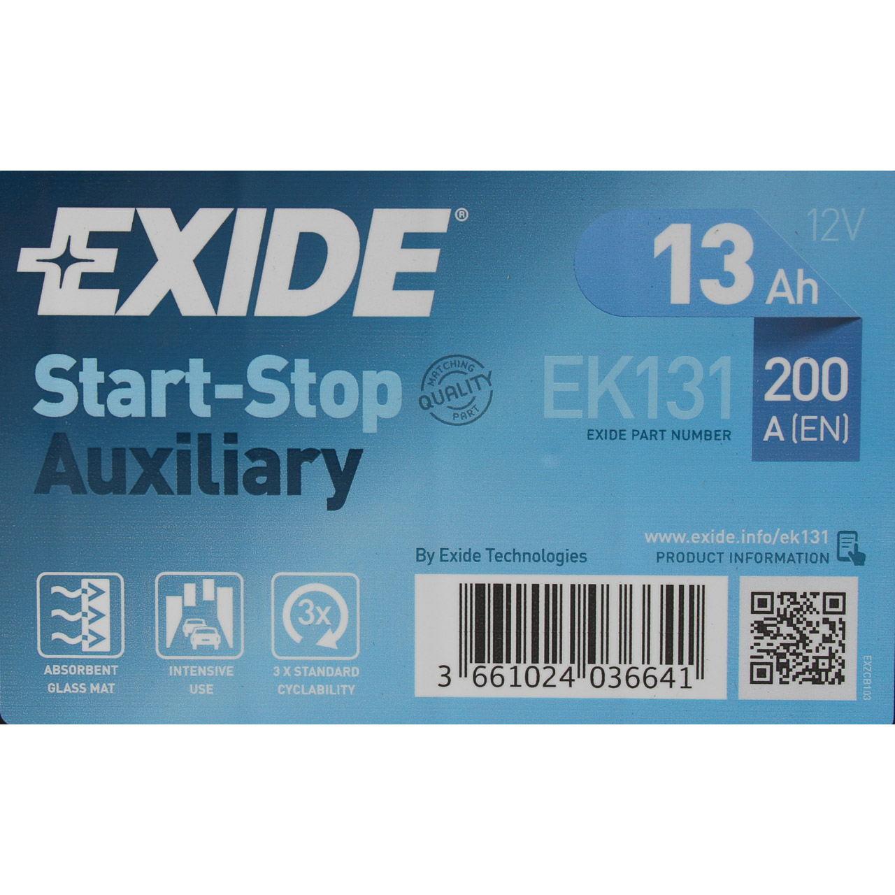 EXIDE EK131 Start-Stop Auxiliary AGM Stützbatterie 12V 13Ah für AUDI BMW MERCEDES PORSCHE