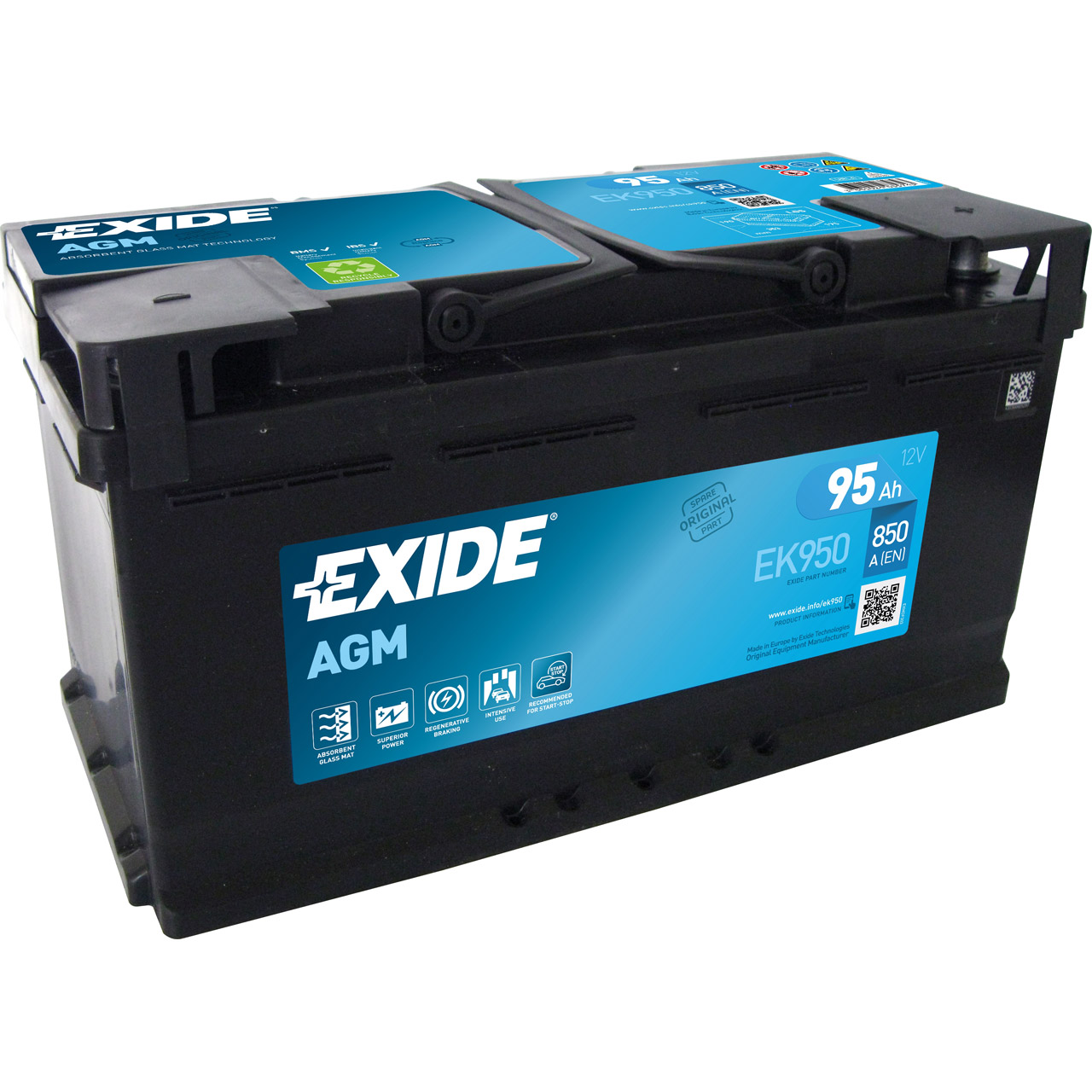 EXIDE EK950 AGM START-STOP Autobatterie Batterie Starterbatterie 12V 95Ah EN850A