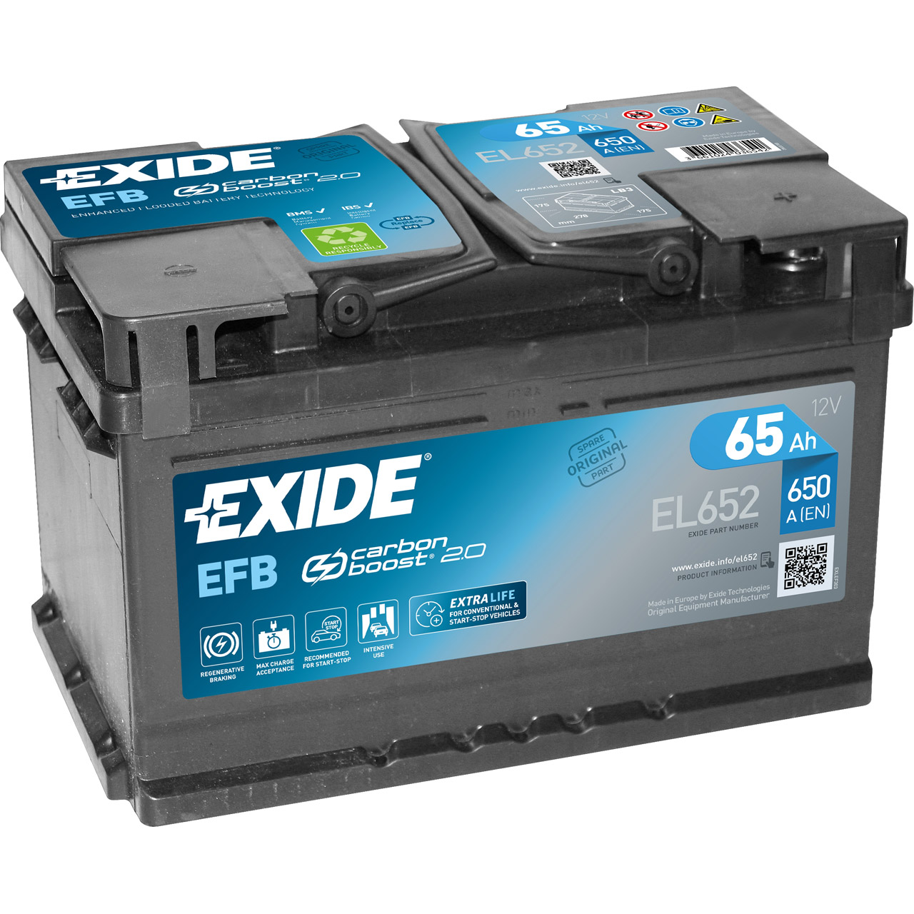 EXIDE EL652 EFB START-STOP Autobatterie Batterie Starterbatterie 12V 65Ah EN650A