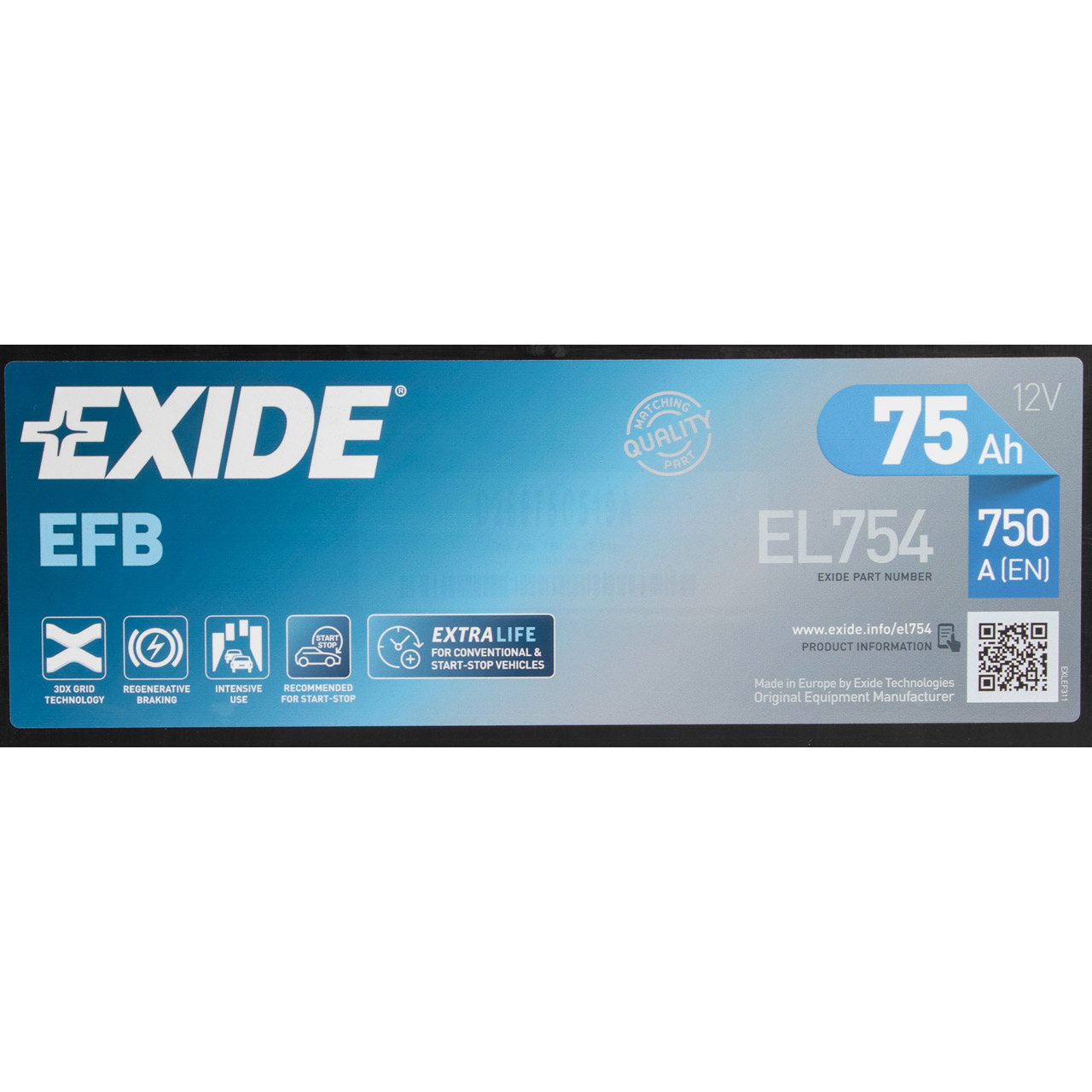 EXIDE EL754 EFB START-STOP Autobatterie Batterie Starterbatterie 12V 75Ah EN750A