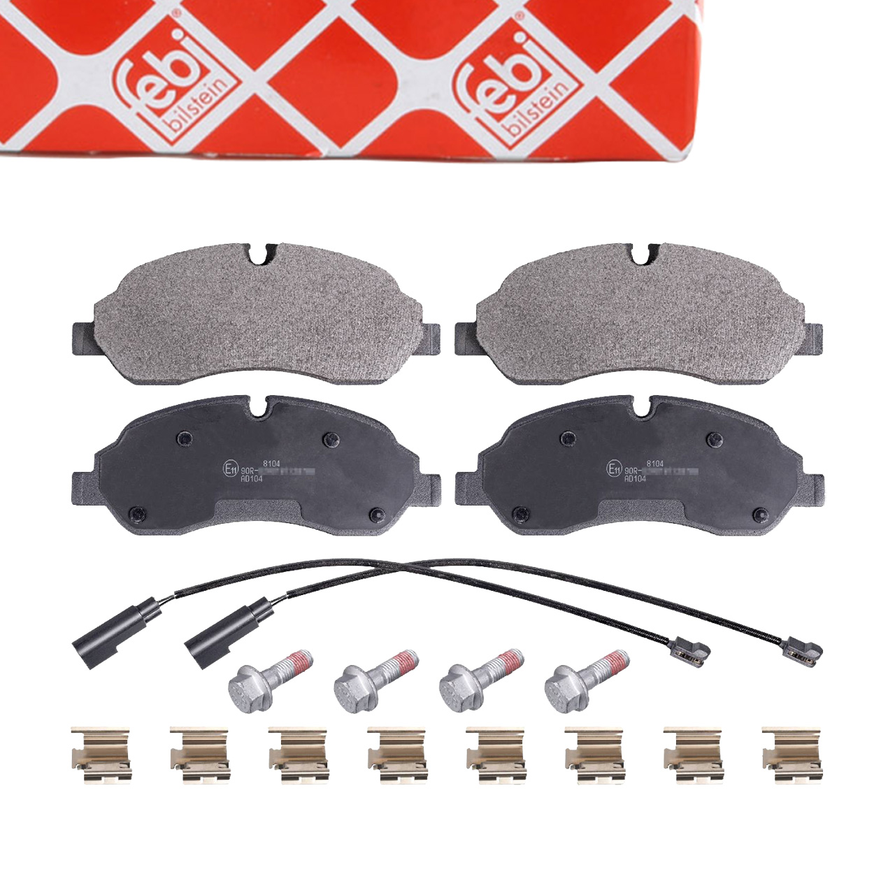 febi Bremsbel&auml;ge + Warnkontakt f&uuml;r FORD Tourneo Transit/Custom V362 V363 vorne 1763915