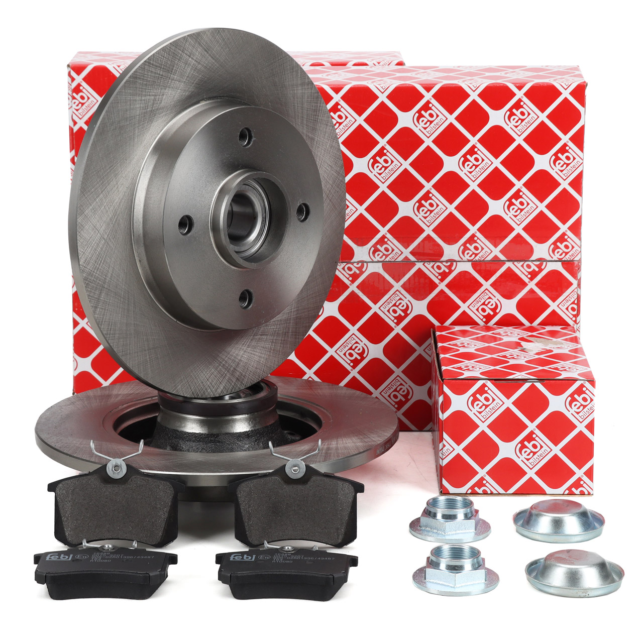 febi Bremsscheiben + Radlager + Bel&auml;ge f&uuml;r CITROEN C3 2 C4 1 DS3 PEUGEOT 207 307 hinten