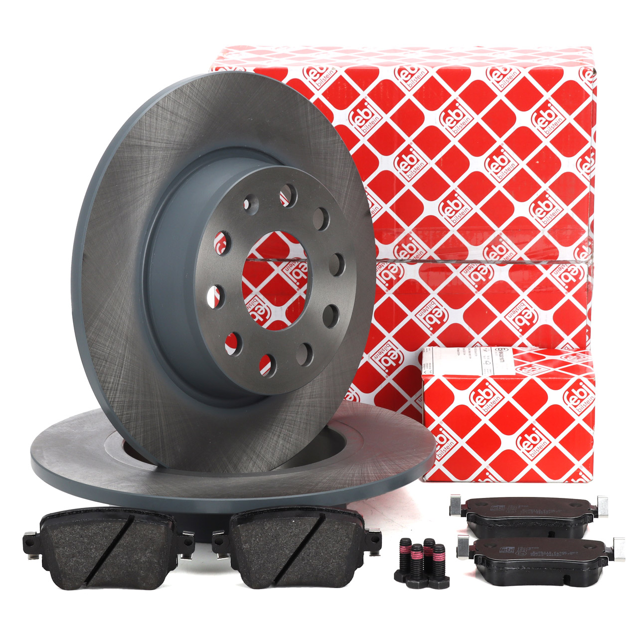 febi Bremsscheiben + Bremsbeläge für VW Caddy 4/Alltrack SEAT Leon 5F SKODA 3 hinten