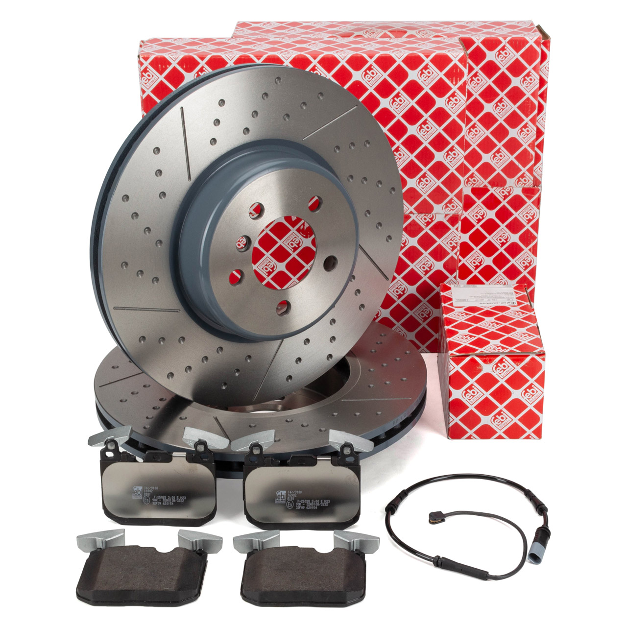 febi Bremsscheiben + Bremsbel&auml;ge + Sensor f&uuml;r BMW 3er F30-34 4er mit M-Technik vorne