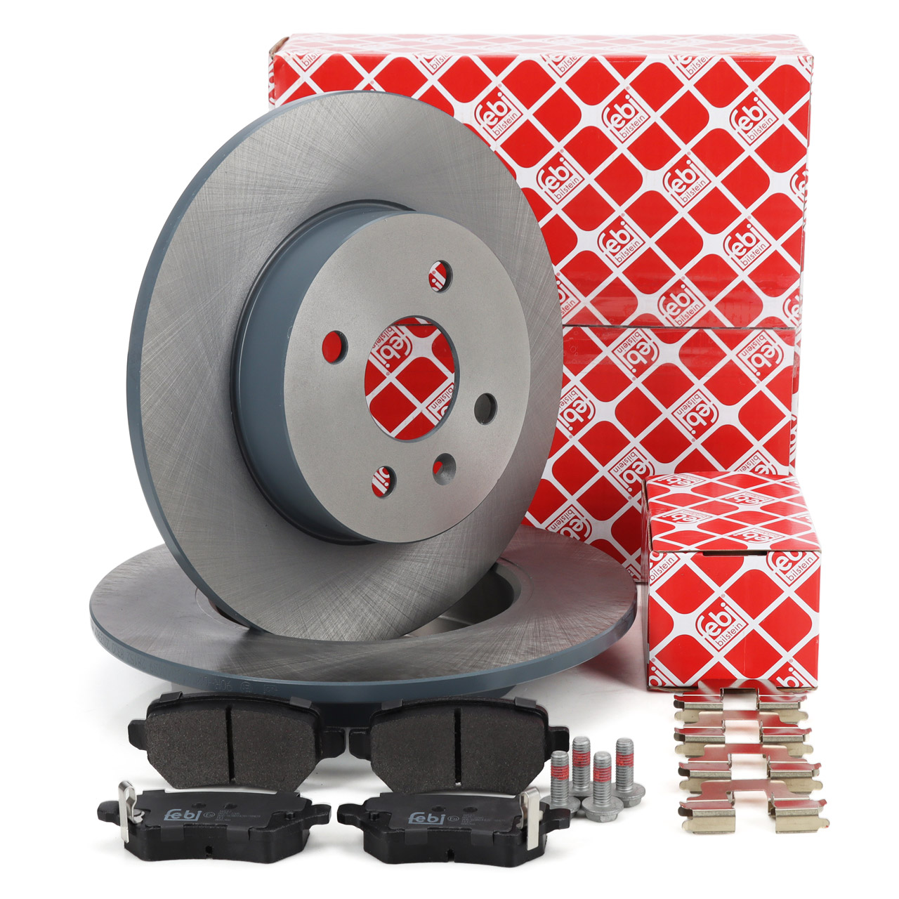 febi Bremsscheiben + Bremsbeläge für OPEL Astra H TwinTop Combo Meriva A 4-Loch hinten
