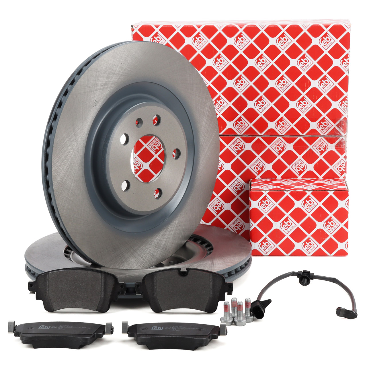 febi Bremsscheiben + Bel&auml;ge + Sensor f&uuml;r AUDI A4 S4 B9 A5 5F PR-1KF/1KJ/1KK/1KU/2EJ hinten